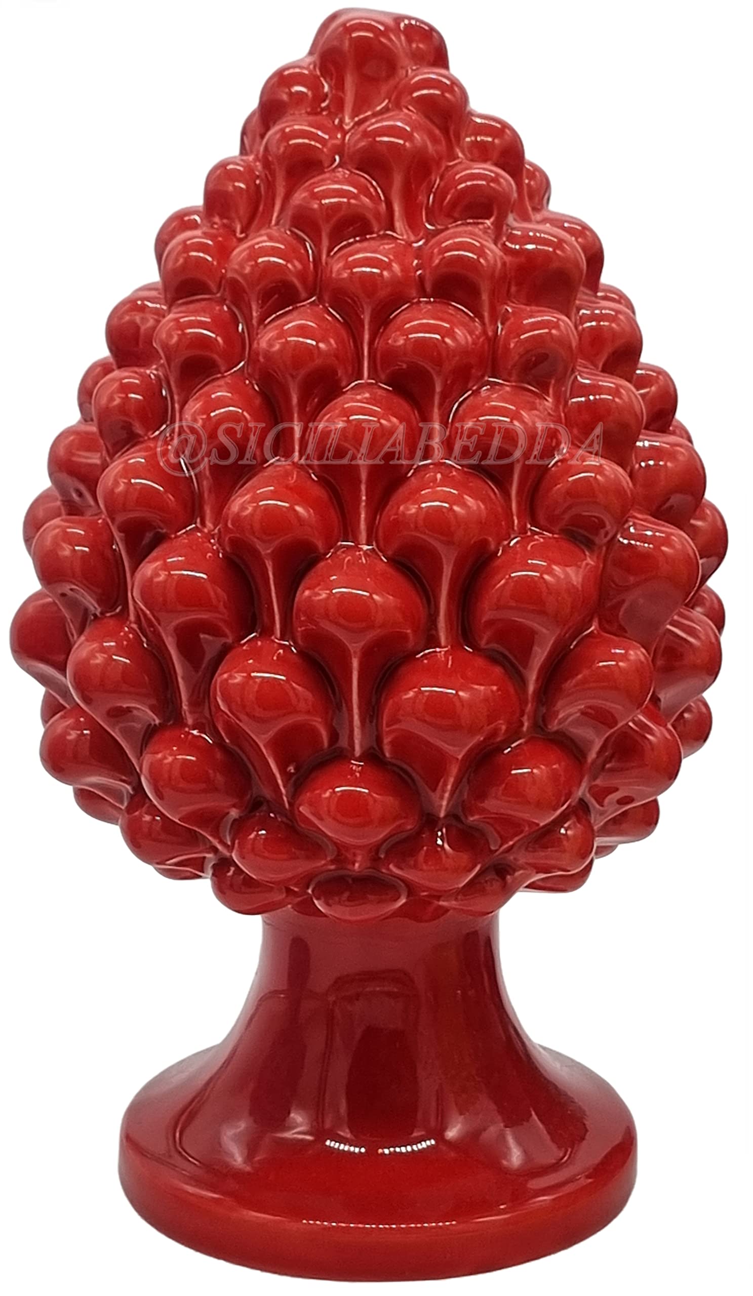 Sicilia Bedda Red - Sicilian Ceramic Pine Cone - Entirely Hand Made - Decorative Pine Cone (, 13_X_8cm)