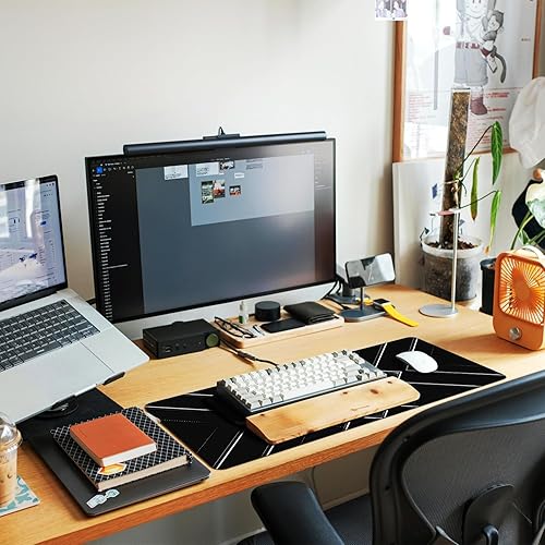 Miniatura 7 de Alfombrilla de mouse grande extendida para juegos, XXL, impermeable, para teclado de computadora, con base de goma antideslizante, borde cosido,