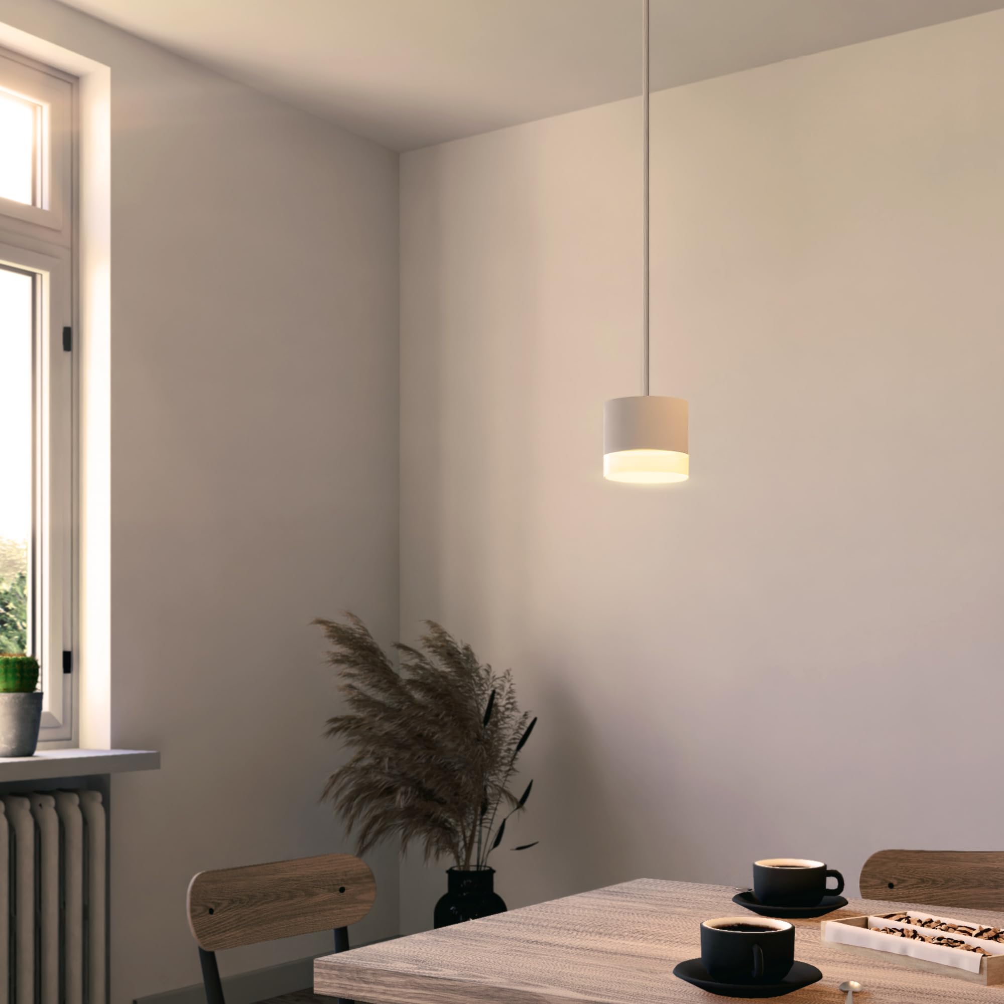 SSC-LUXon VORA Pendelleuchte weiß Smart Home GX53 LED WLAN RGBW App | Hängelampe mit RGB-Farblicht - per App & Sprache steuerbar, Leuchtring, höhenverstellbar für Esstisch, ohne Bridge