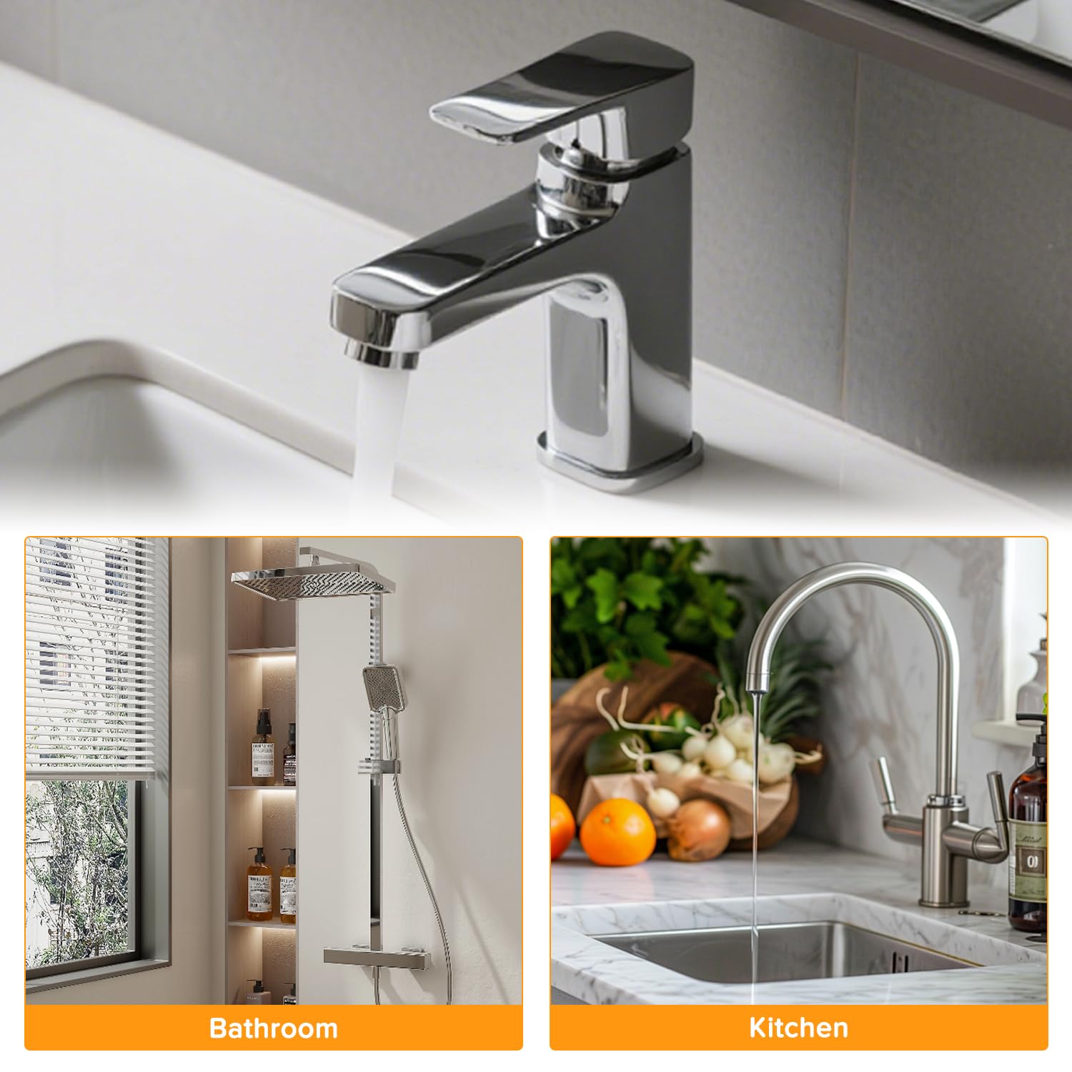 31mm Kit de Tuercas de Fijación de Grifo, Kit de Fijación de Grifo, para Grifos de Agua Caliente y Fría en Lavabos de Cocina y Baño, Acero Inoxidable