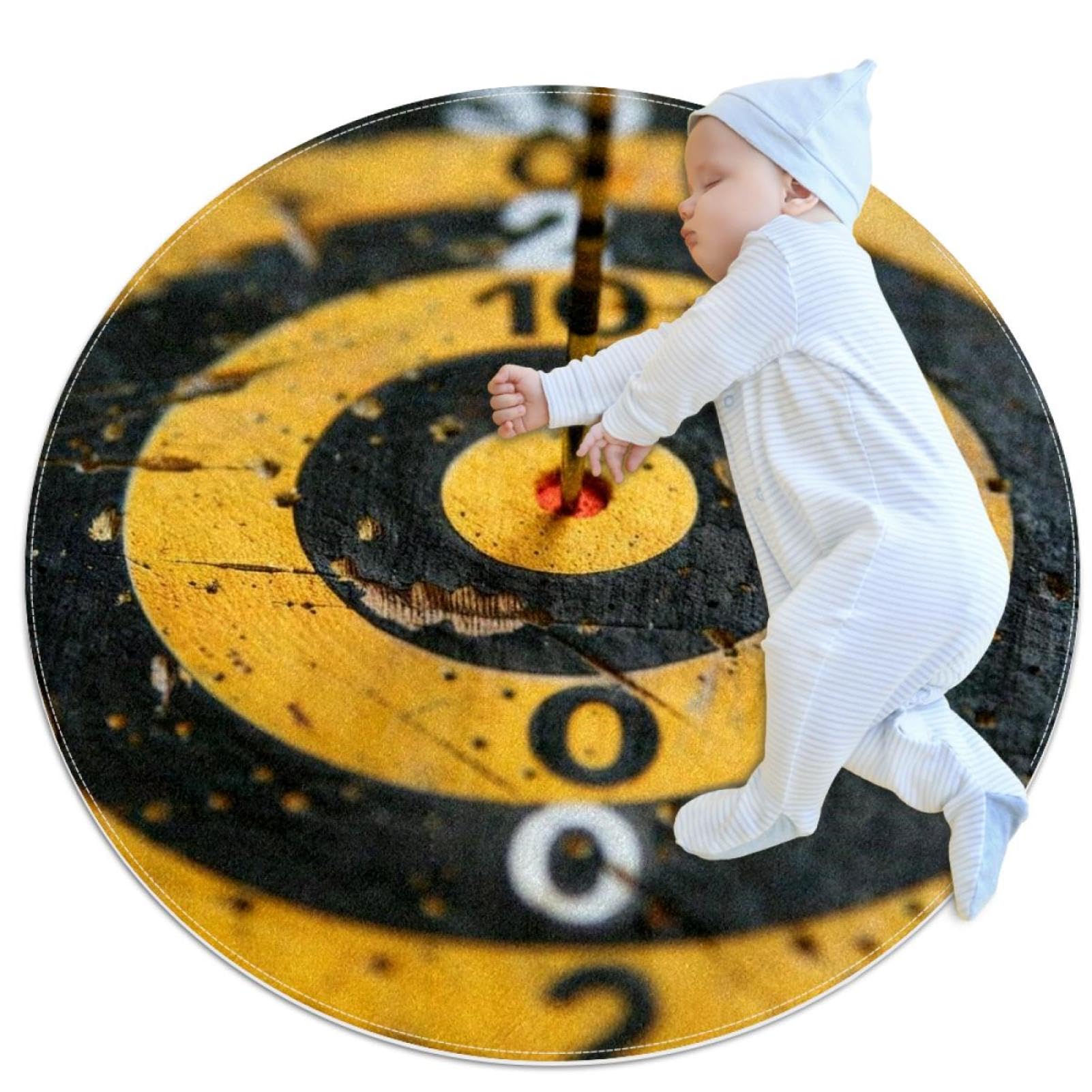 Tapis pour canapé et chambre à coucher rond jaune antidérapant
