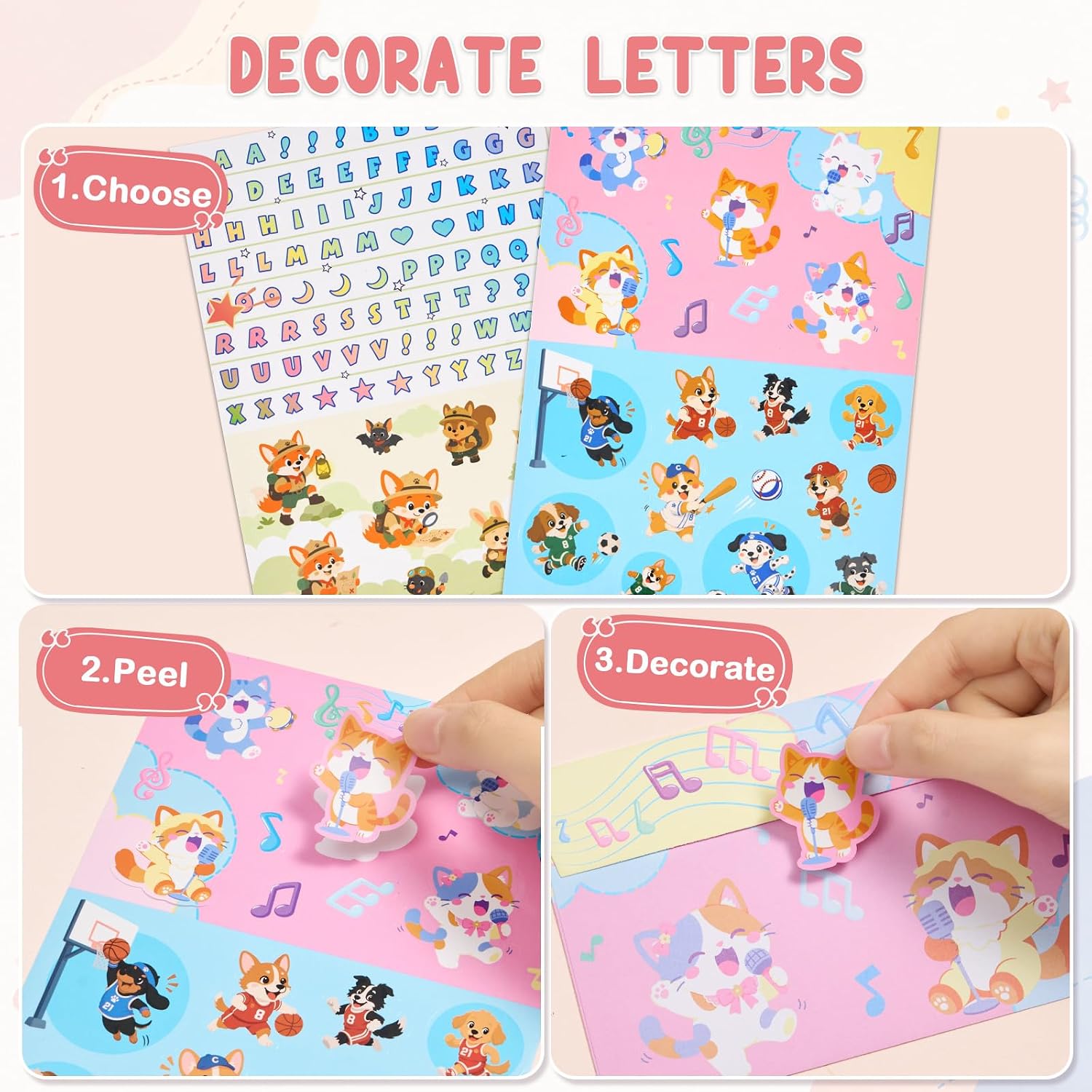 WERNNSAI 69 PCS Pet Kids Stationery Paper and Envelopes Set for Girls image 5