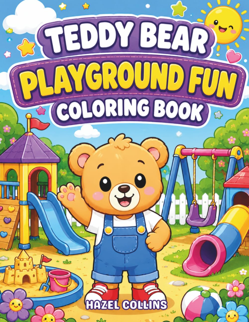 Teddy Bear Playground Fun Coloring Book: Easy Kawaii Activity Pages Featuring Cute Animals and Exciting Playground Adventures