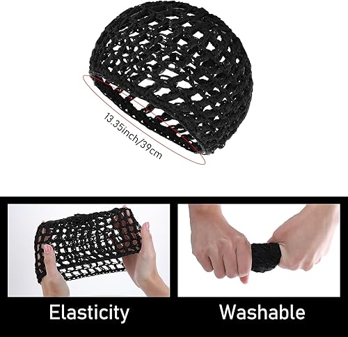 Miniatura 2 de WLLHYF 2 gorras de peluca, red para dormir, redecillas esenciales, bandas elásticas, agarre envolvente, ganchillo, trenzado, satén, cosplay,