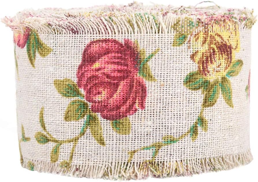 Rose Flower Burlap Ribbon, 10m Decorative Hessian Jute Belt, Wedding Decoration, Red - Image 5