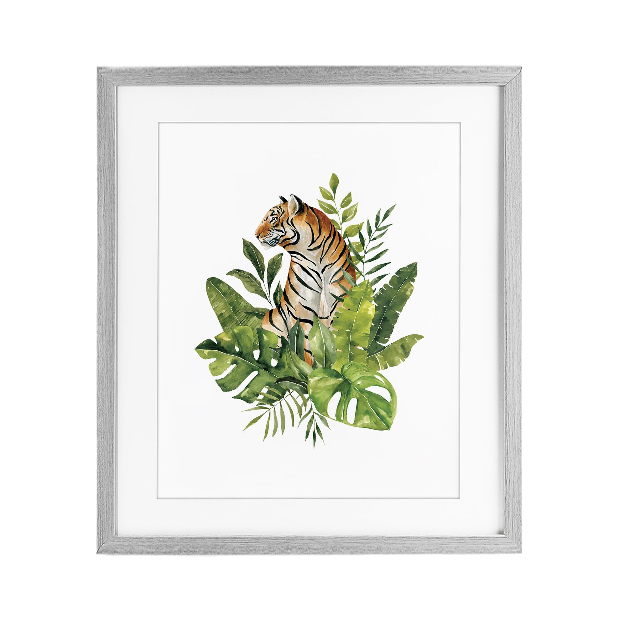 Stupell Industries Farmhouse Gray (Textured) 'Exotic Jungle Tiger'| Framed Print Under Glass