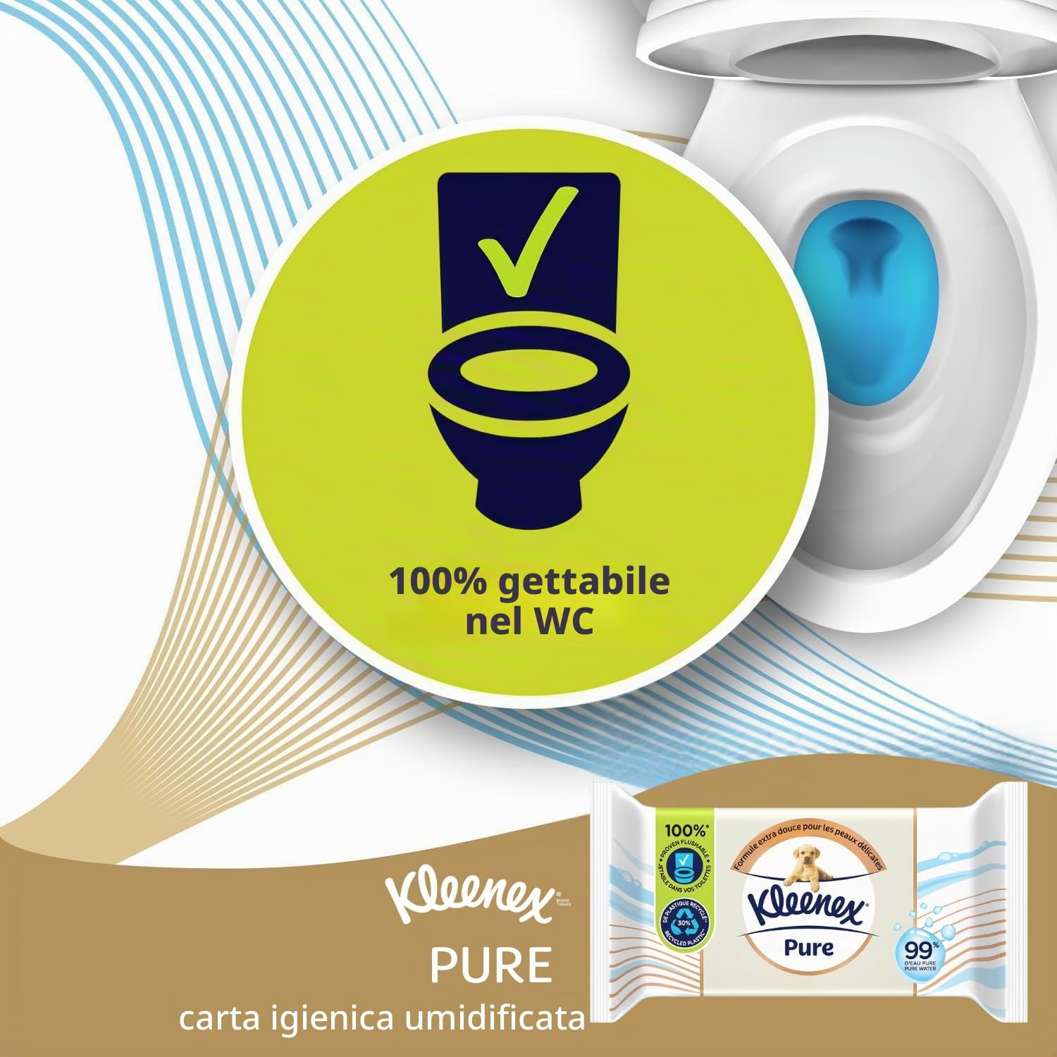 Kleenex® - Carta igienica umida pura x38