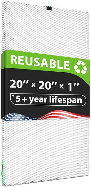 Reair 20x20x1 Air filter, Washable and Reusable Air Filter 20x20x1 for AC HVAC Furnace, MERV 8 Air Filters Machine Washable & Dryer Friendly, AC Furnace Air Filter