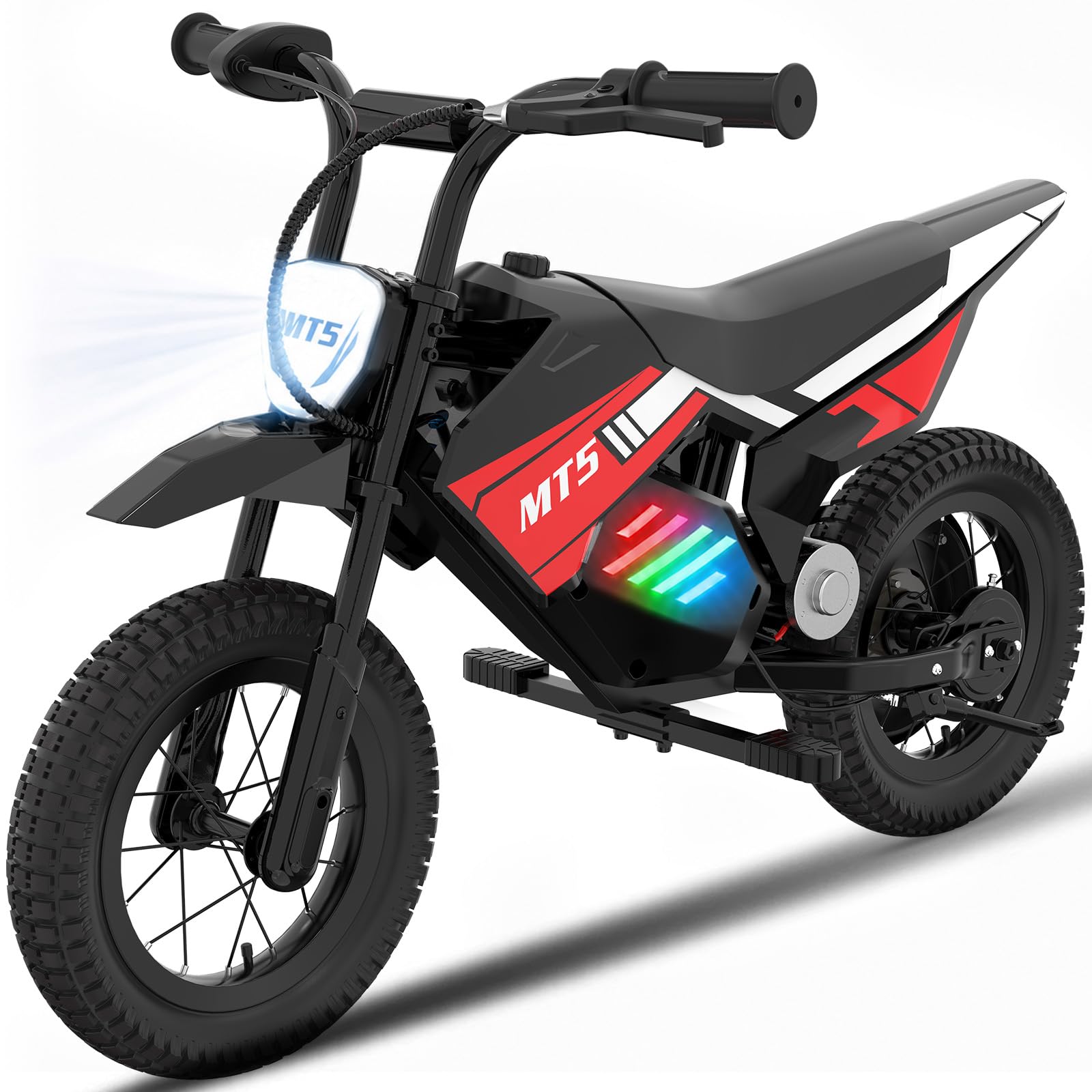 MT5 Elektromotorrad für Kinder mit 150-W-Motor, Geschwindigkeiten 8/16 km/h, Einer Reichweite bis 15 km und 12 Zoll Luftreifen, Motocross für Kinder