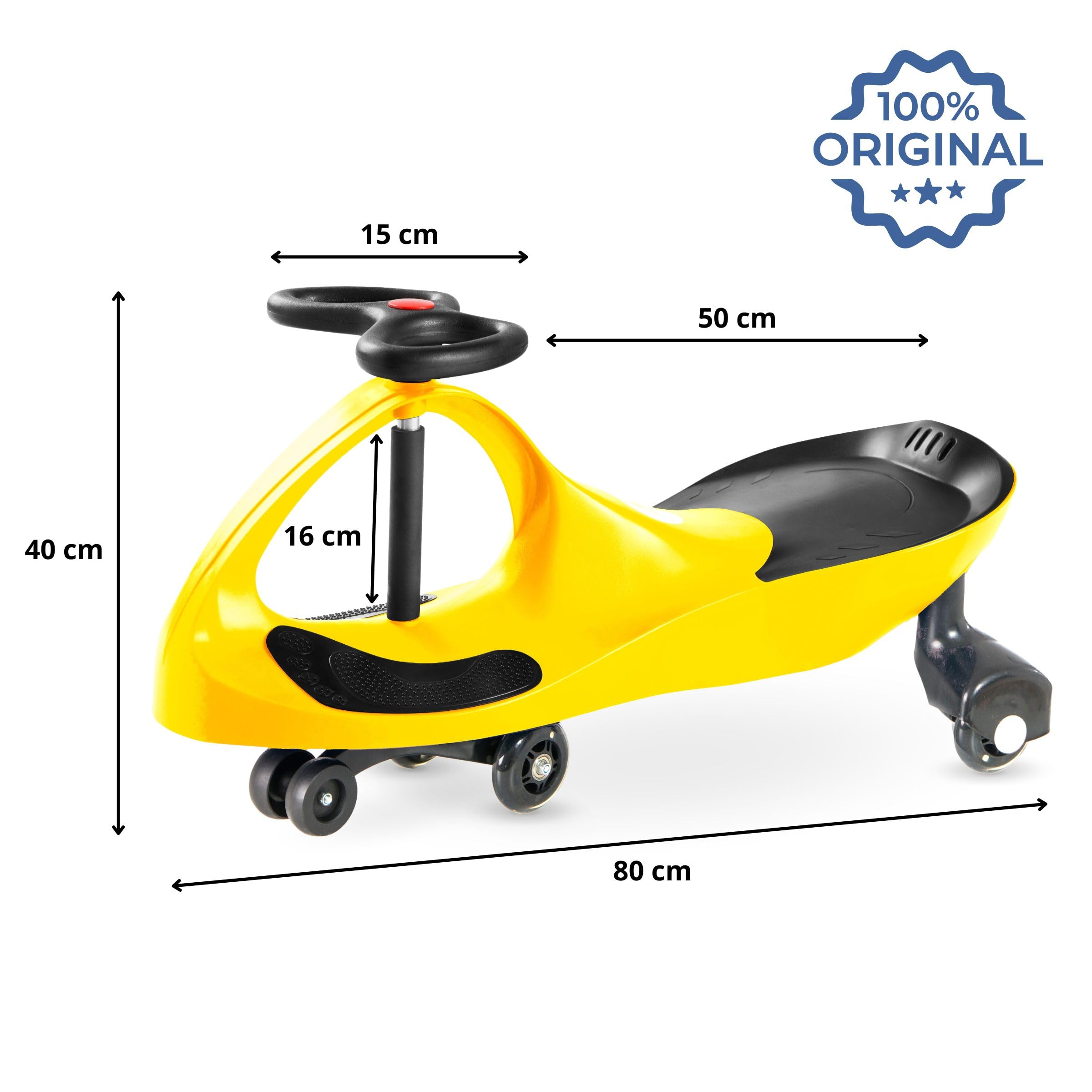TWISTCAR Macchina Giocattolo per Bambini 3+ Anni - Auto Senza Pedali con Volante 360° e Ruote in Gomma - Veicolo a Spinta con Capacità 120kg - Sviluppo Motorio e Coordinazione - Giallo