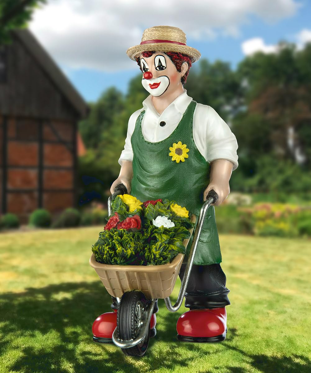 GILDE Clown Gartenglück aus Kunstharz - Garten Deko Figur und Sammlerstück - Mehrfarbig, 16 cm hoch, 6 cm breit, 11 cm tief