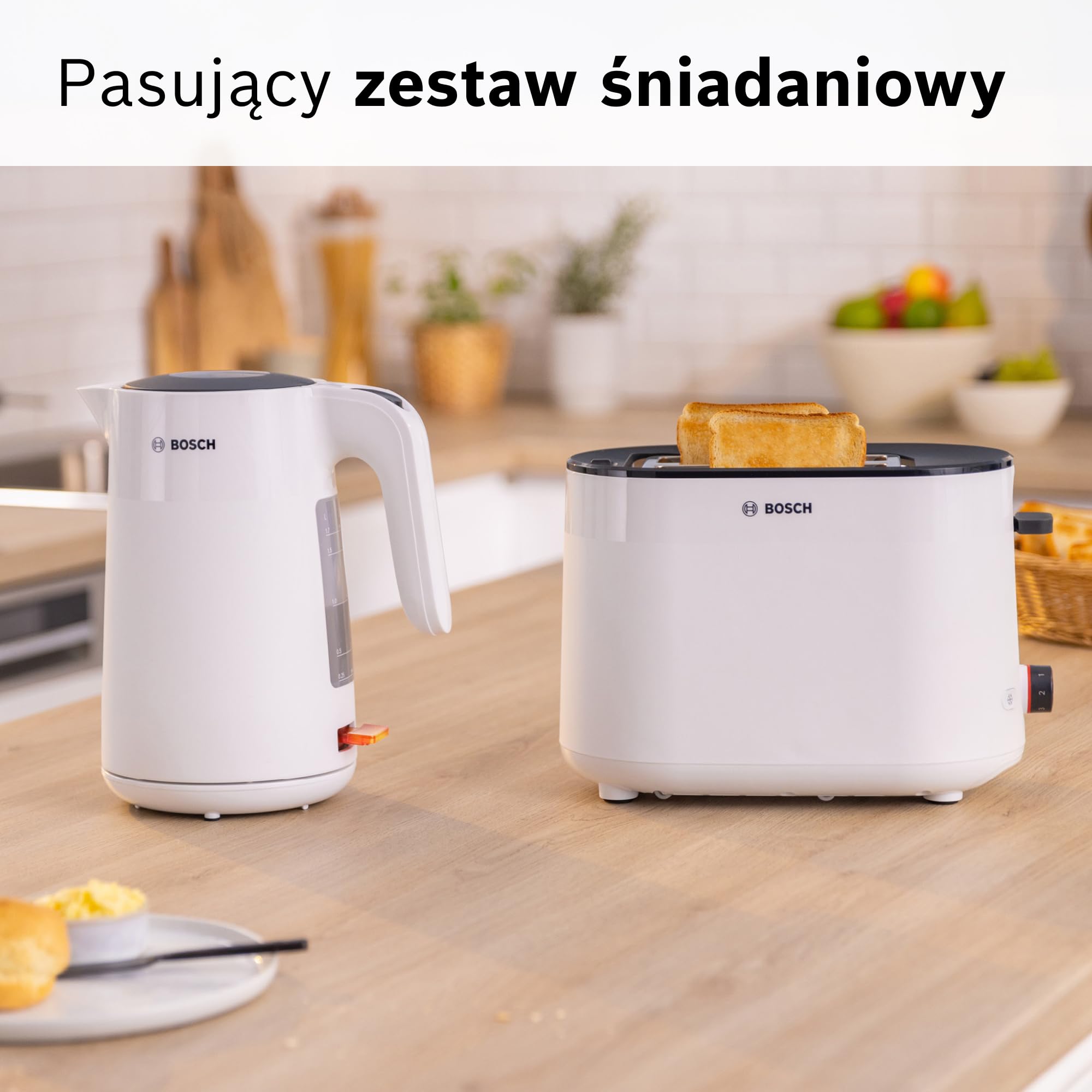 Bosch, czajnik elektryczny, MyMoment, ergonomiczna budowa, duży otwór, potrójne zabezpieczenie, filtr antyosadowy, pojemność 1,7 l, wysokiej jakości plastik, biały, TWK2M161