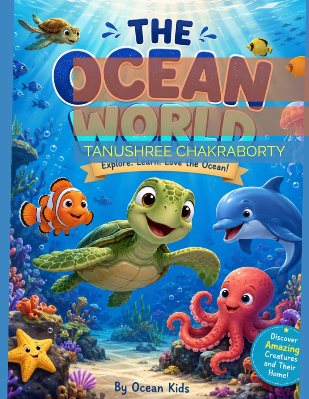 THE OCEAN WORLD: Fun and Easy Sea Animal Coloring Pages Featuring Dolphins, Sharks, Whales, Turtles, Snakes,Sea Shells,Mermaids,Coral Reefs and Underwater Adventures.
