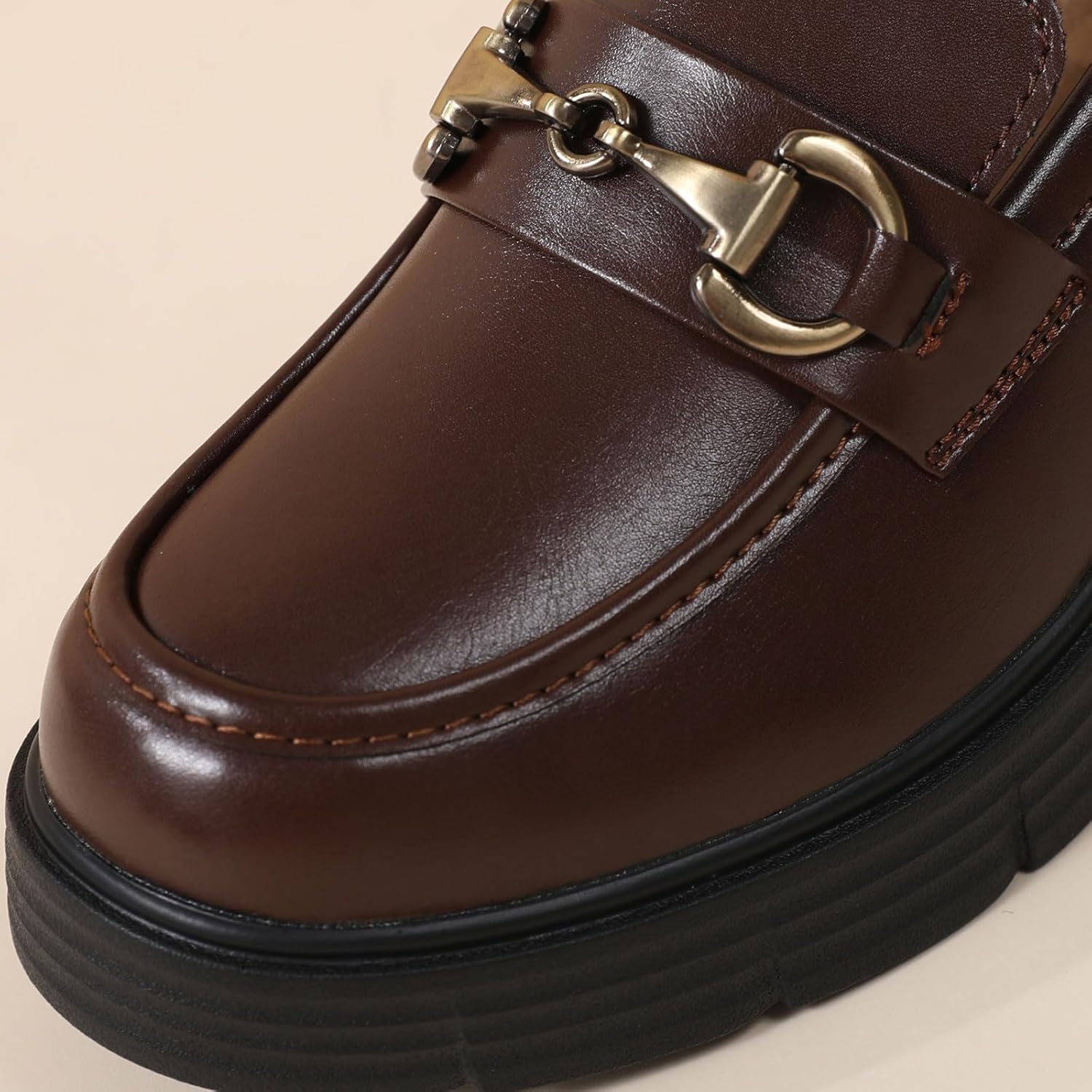 Loafers for Women Women's Penny Platform Chunky Loafers Slip-Ons with Gold Buckle Comfortable Business Casual Dress Office Work Shoes for Ladies - Image 6