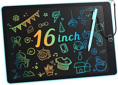 Miniatura 9 de Tableta de escritura LCD de 16 pulgadas para niños y adultos, almohadilla de dibujo colorida, tablero de garabatos, suministros escolares, juguetes