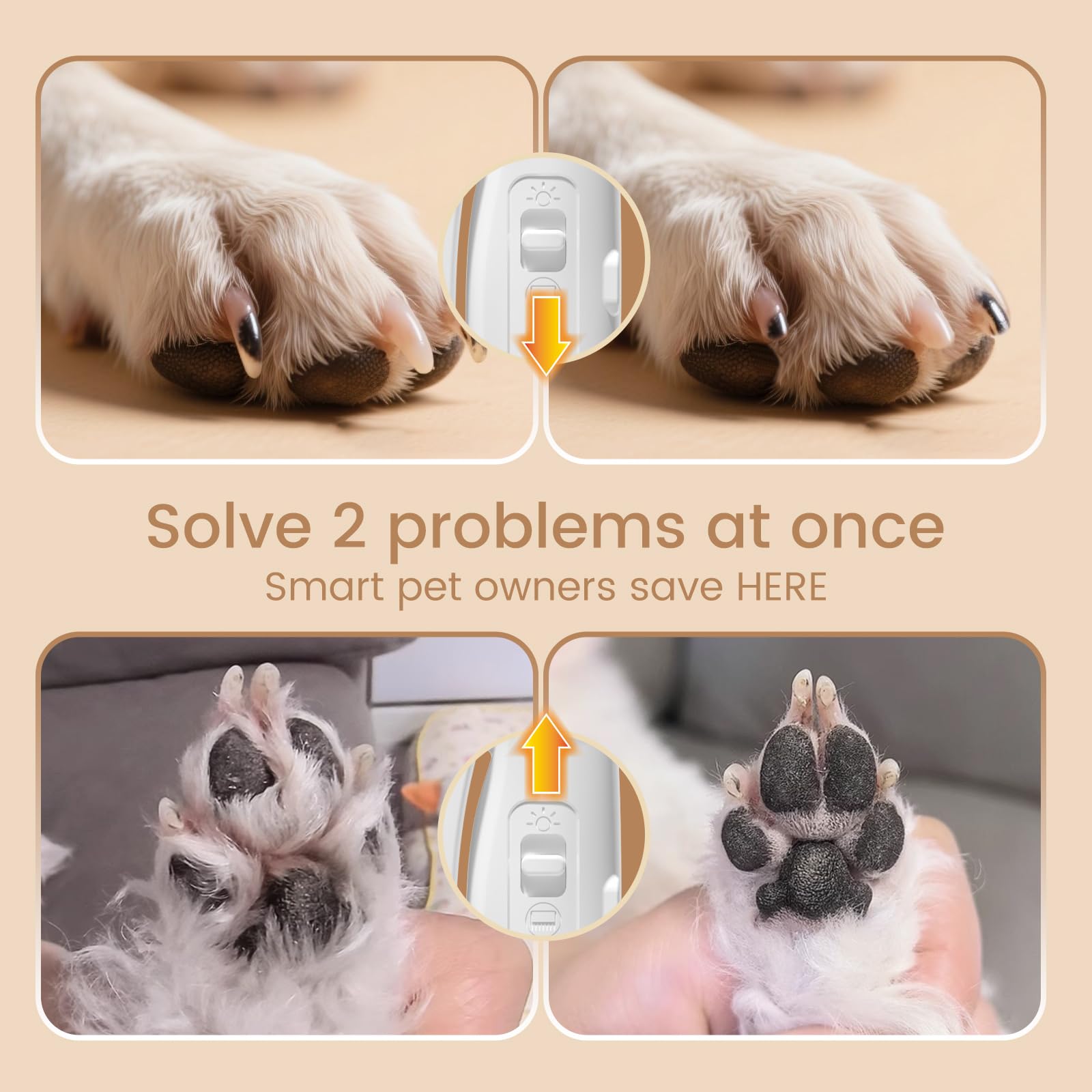 2 in 1 Dog & Cat Nail Clippers & Trimmers with LED Lights, Splash Guard - Pet Hair Trimmer for Around Paws, Ear, Eye,Face, Rump Rechargeable & IPX7 Waterproof Grooming Supplies for Dog, Cat - image 6