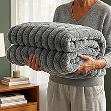 Casabella Throw Blanket - Ribbed Fleece Blanket - Soft Fluffy, Warm & Cosy Sofa Throw - Large Fleece Blanket for Sofa Bed, Couch, Bedding - King Size 200x240 - Charcoal