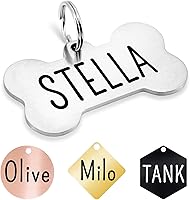 Vista 8 de Ultra Joys Etiquetas para perro personalizadas, etiquetas personalizadas grabadas en la parte delantera y trasera, acero inoxidable, hexagonal