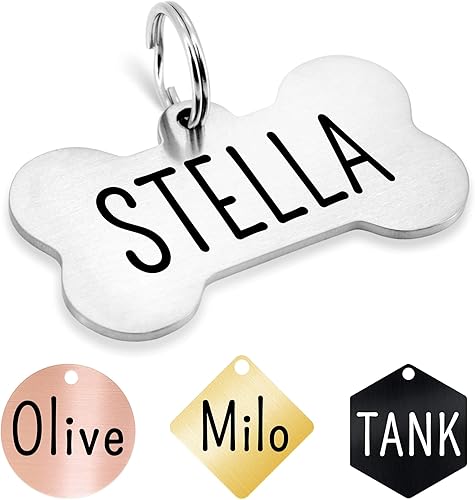 Miniatura 8 de Ultra Joys Etiquetas para perro personalizadas, etiquetas personalizadas grabadas en la parte delantera y trasera, acero inoxidable, hexagonal