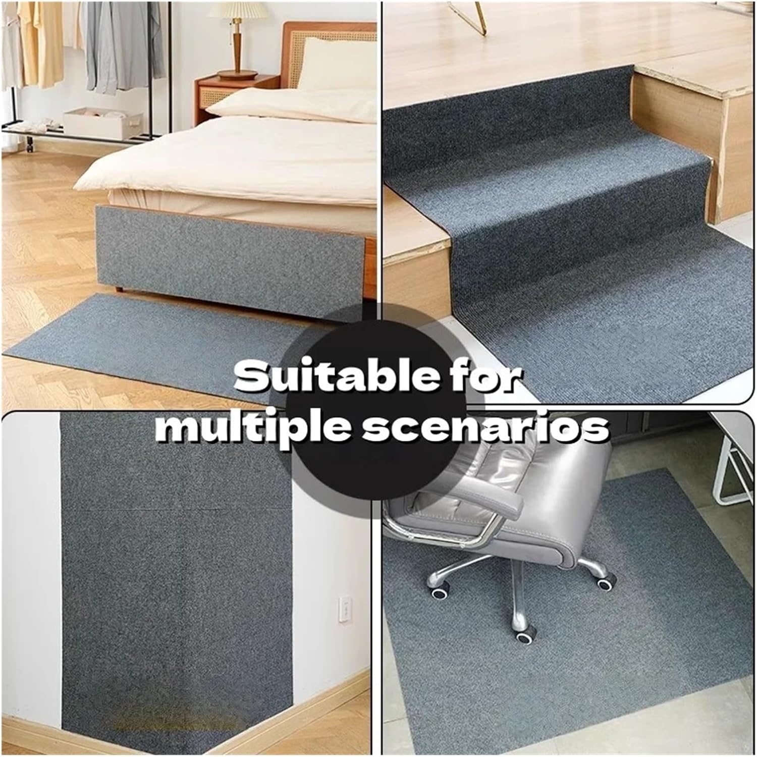 Stair Treads Slip Carpet 1Pc 100x20cm Black Stair Tread Carpet Mats Non-Slip Water Absorption Mat Step Rugs Safety Mute Floor Pad