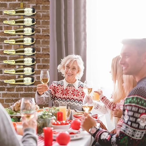 Miniatura 10 de Estante para vino montado en la pared para 8 botellas de vino, almacenamiento de metal para colgar en la pared, estante organizador de vino para