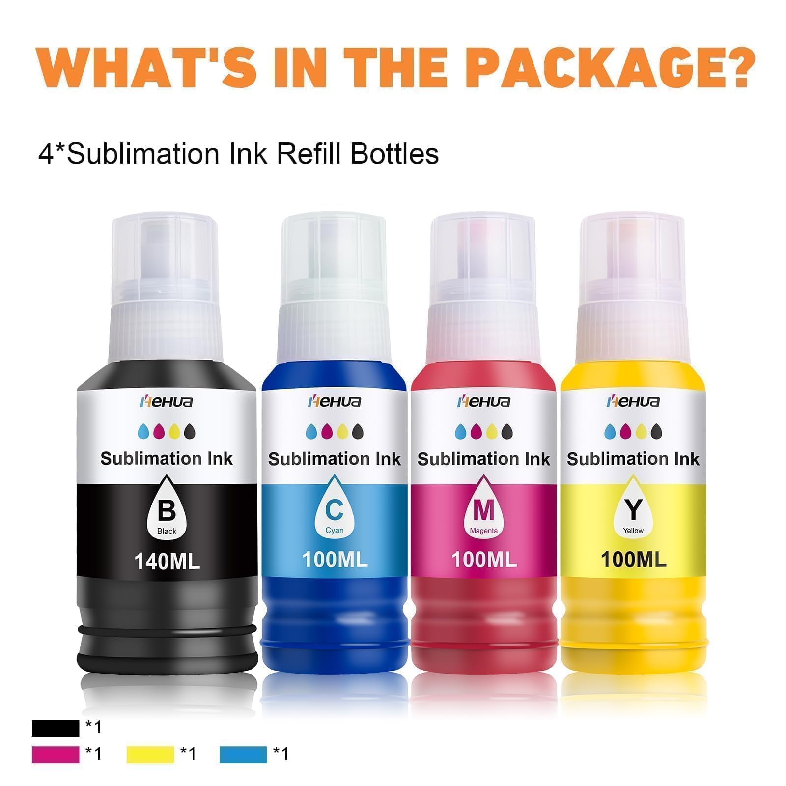 hehua 440ML Atramentu Sublimacyjnego Kompatybilny z Epson Sublimacyjnego | Kompatybilny z ET-2810 ET-2820 ET-2830 ET-2815 ET-4810 ET-2850 ET-2856 2870 4800 do Koszulek Termotransferowych