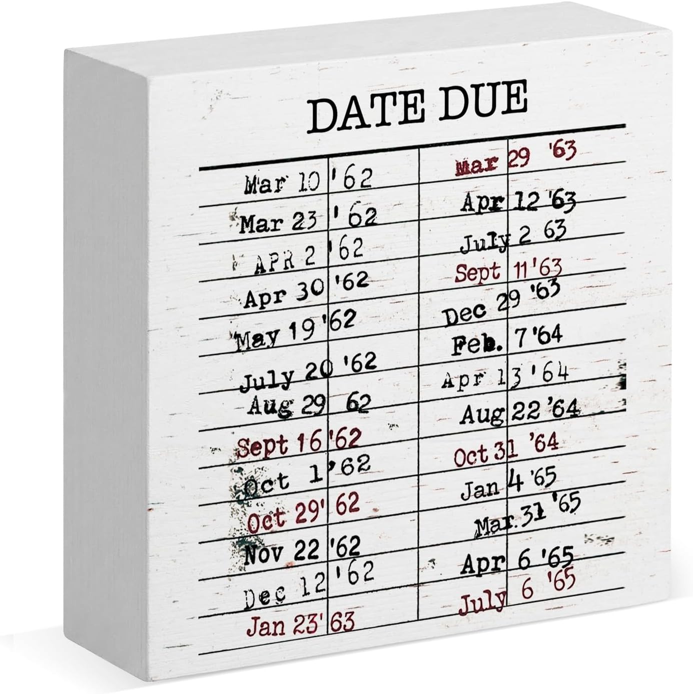 Vintage Library Date Due Card Wood Box Sign Desk Decor