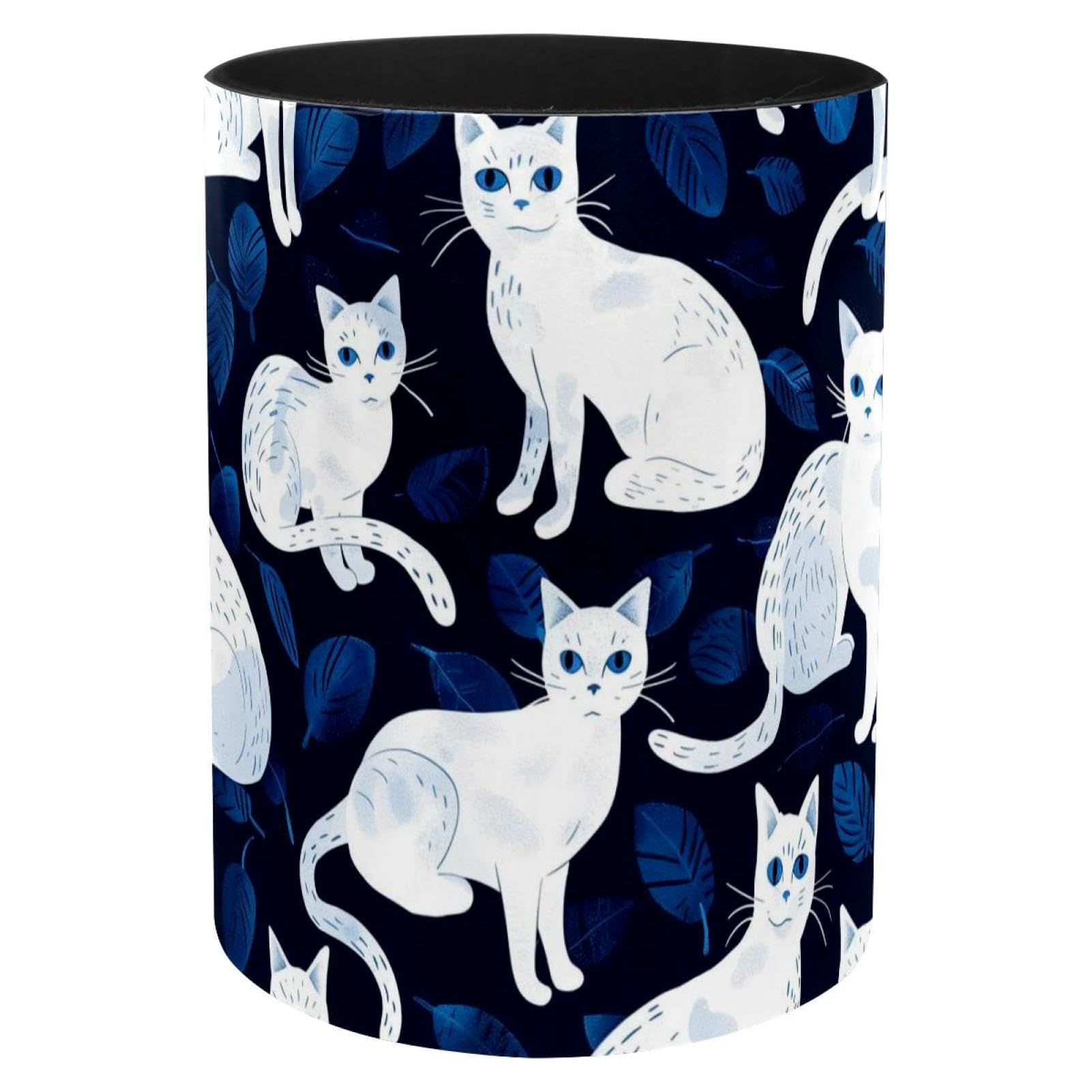 Porte-stylo en métal chat blanc pour bureau et pinceaux maquillage