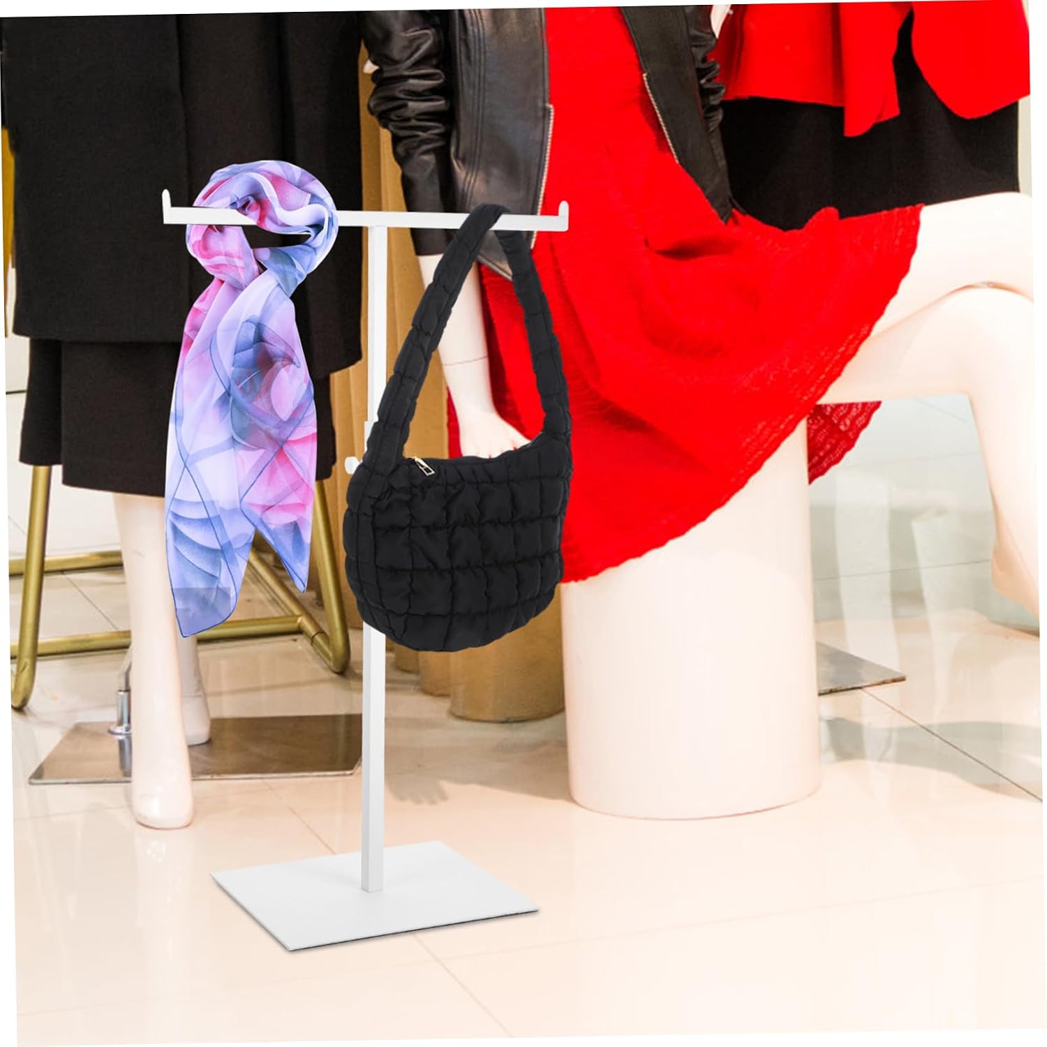 Strong Metal Bag Display Stand T-Shaped Purse Hanger Handbag Rack Bag Hanging Rack and Easy to Use