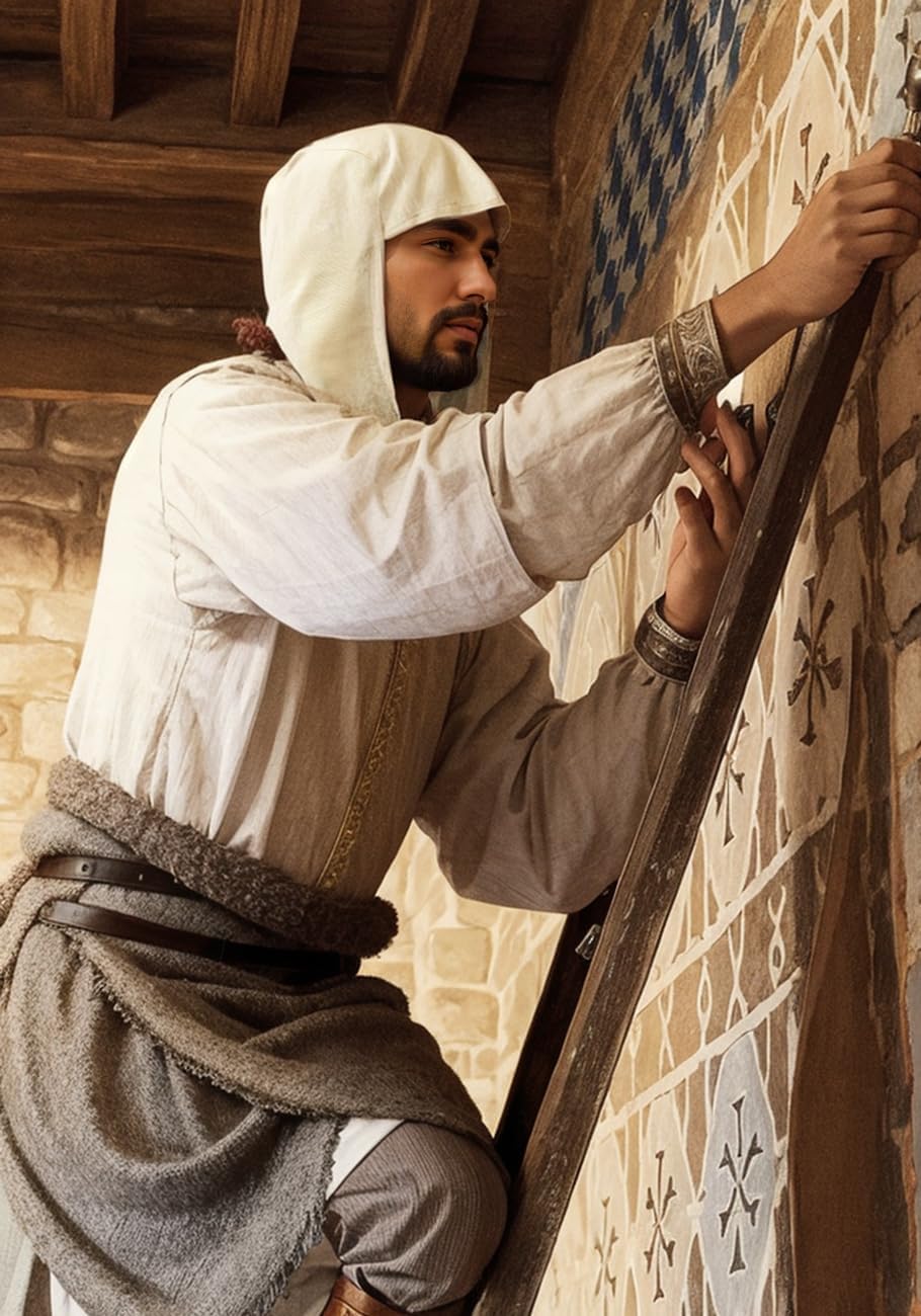 PROCOS Medieval Coif Cap Linen Hats Bonnet with Ear Flaps Victorian Mens Costume Cosplay Accessory - Image 6