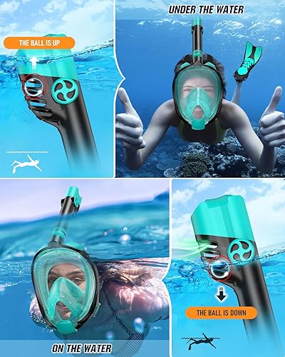 Miniatura 4 de W WSTOO Juego de aletas de máscara de esnórquel, equipo de esnórquel para adultos, máscara de esnórquel de cara completa y aletas de natación