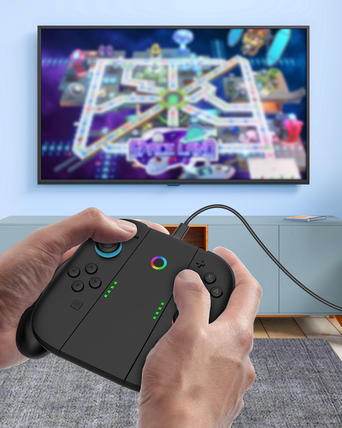 Sehawei Supporto Ricarica per Switch 2 per JoyCon(Carica Durante il Gioco),Caricabatterie Portatile Charging Grip per Joy Con con Indicatori per Switch 2