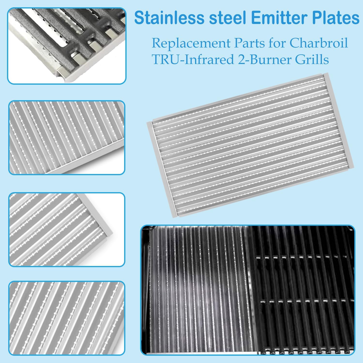 Cast Iron Grill Grates and Emitter Plates for Charbroil TRU-Infrared 463644220 463632320 463642316 463675016 463245518 463675016P1 G362-2100-W1, G369-0030-W2
