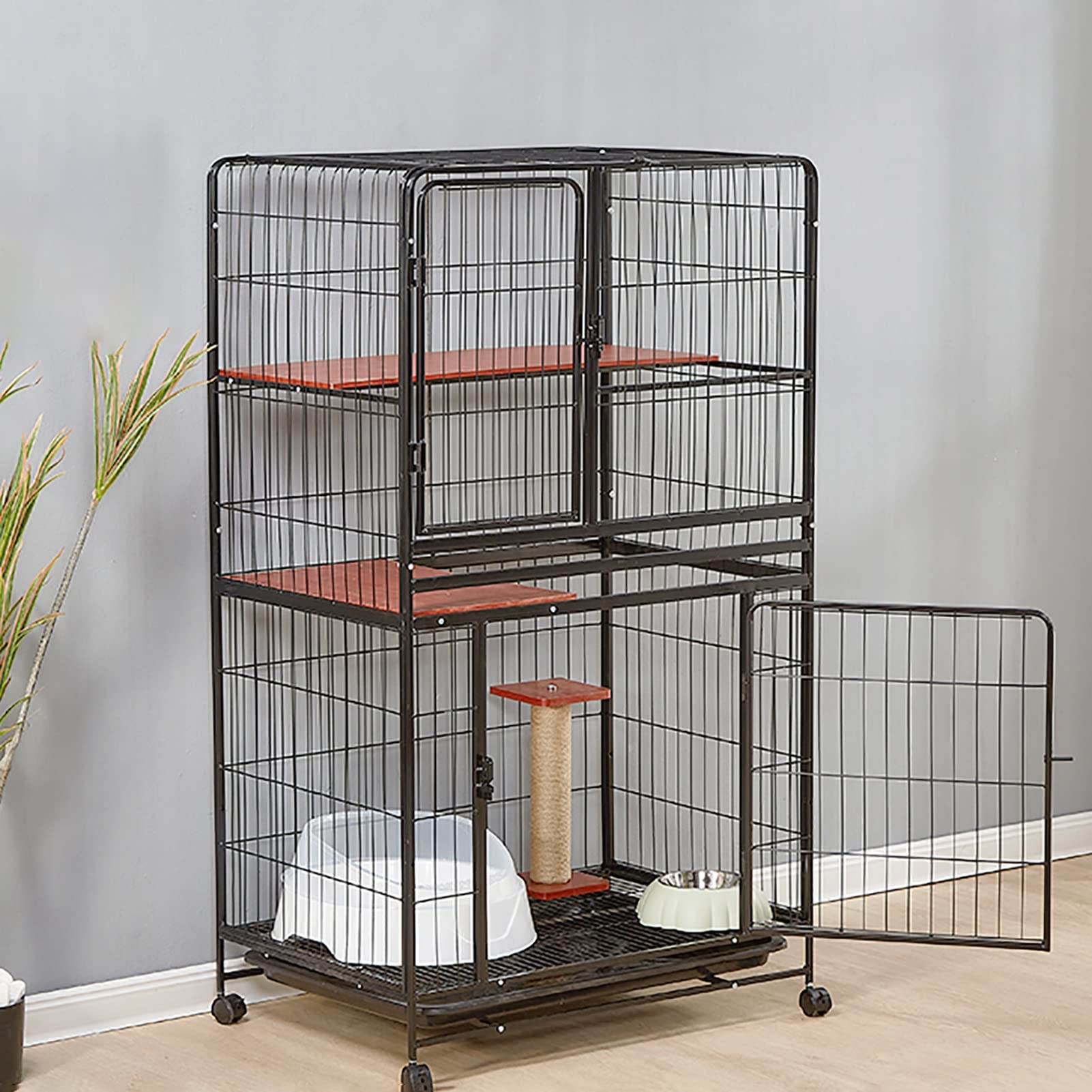 Cage pour chat grand enclos en métal avec hamac et tapis de grille pour furet