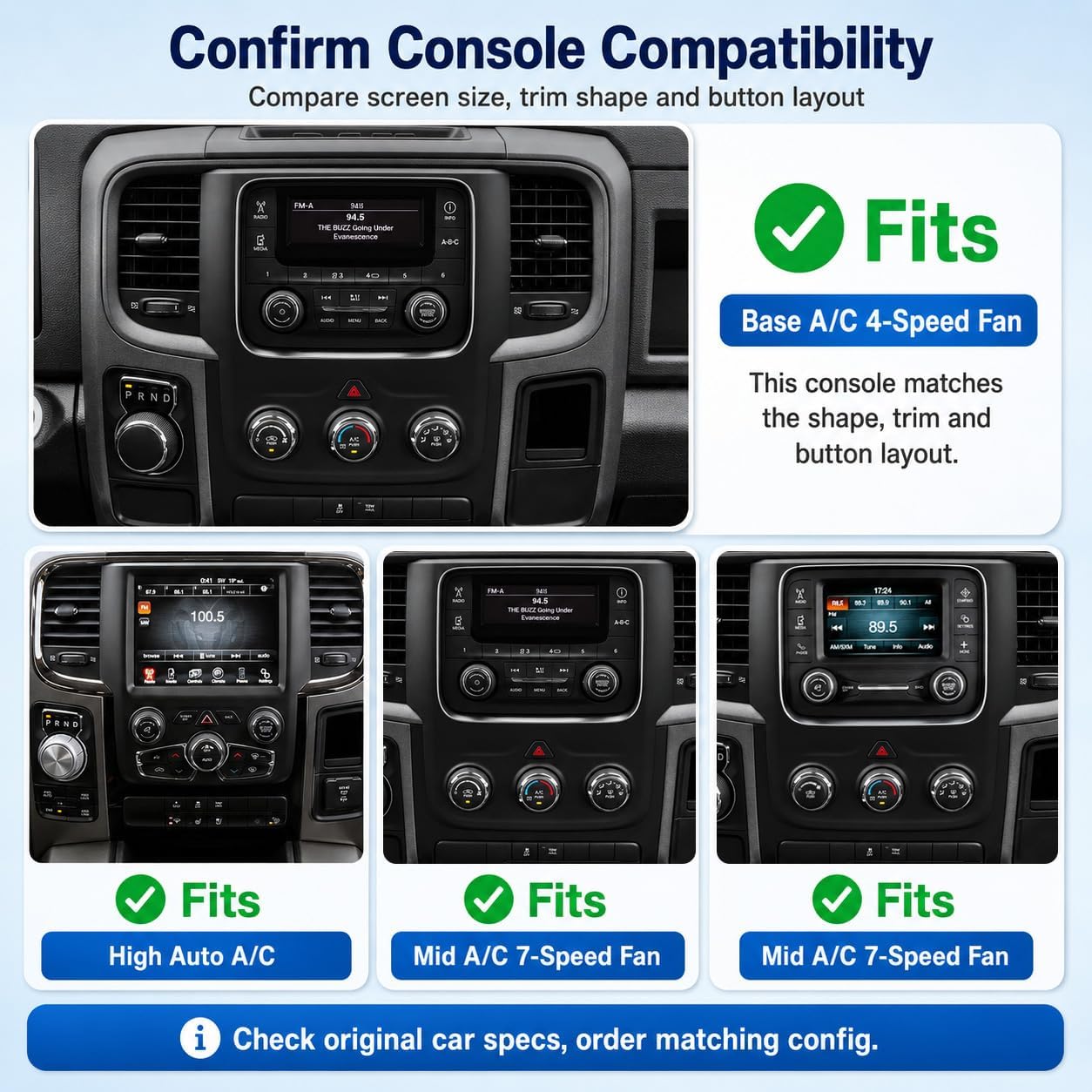 10.4" T-Style Car Radio for 2013-2018 Dodge Ram 1500 2500 3500 8Core-Head Unit 4GB+64GB with CarPlay/Android Auto Touch Screen with 1080P Backup Camera Stereo Upgrade with Fm/Am (High Auto A/C) image 2
