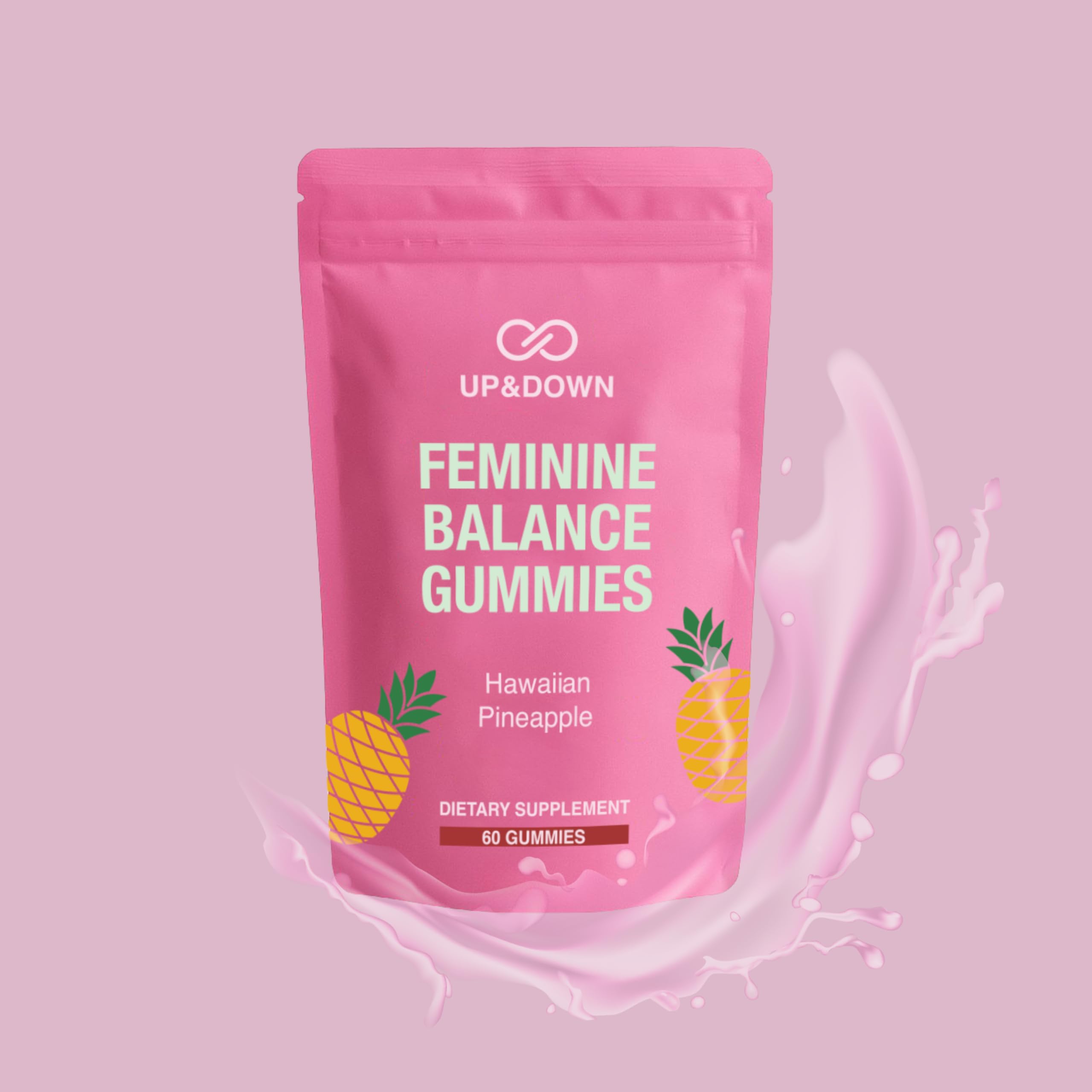 Up&Down Supplements Premium Feminine Balance Gummies for Women | PMS Relief, Mood & Cycle Support | Pineapple + Vitamin C | Ashwagandha & Chasteberry | Vegan, Non-GMO, Gluten Free | 60 Gummies — Amazon image 7