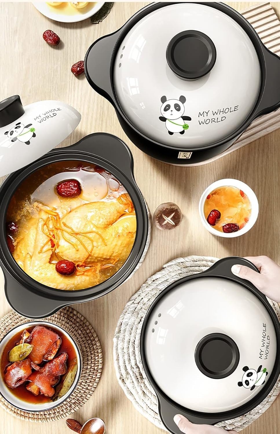Soup Bowl,Ceramic Soup Serving Pot,Clay Cooking Pot Ceramic Stockpot, Chinese Ceramic Casserole Clay Pot Earthen Pot Cookware Stew Pot Earthenware Pot Pasta Milk Pot Sauce Po(2.6 Litres)
