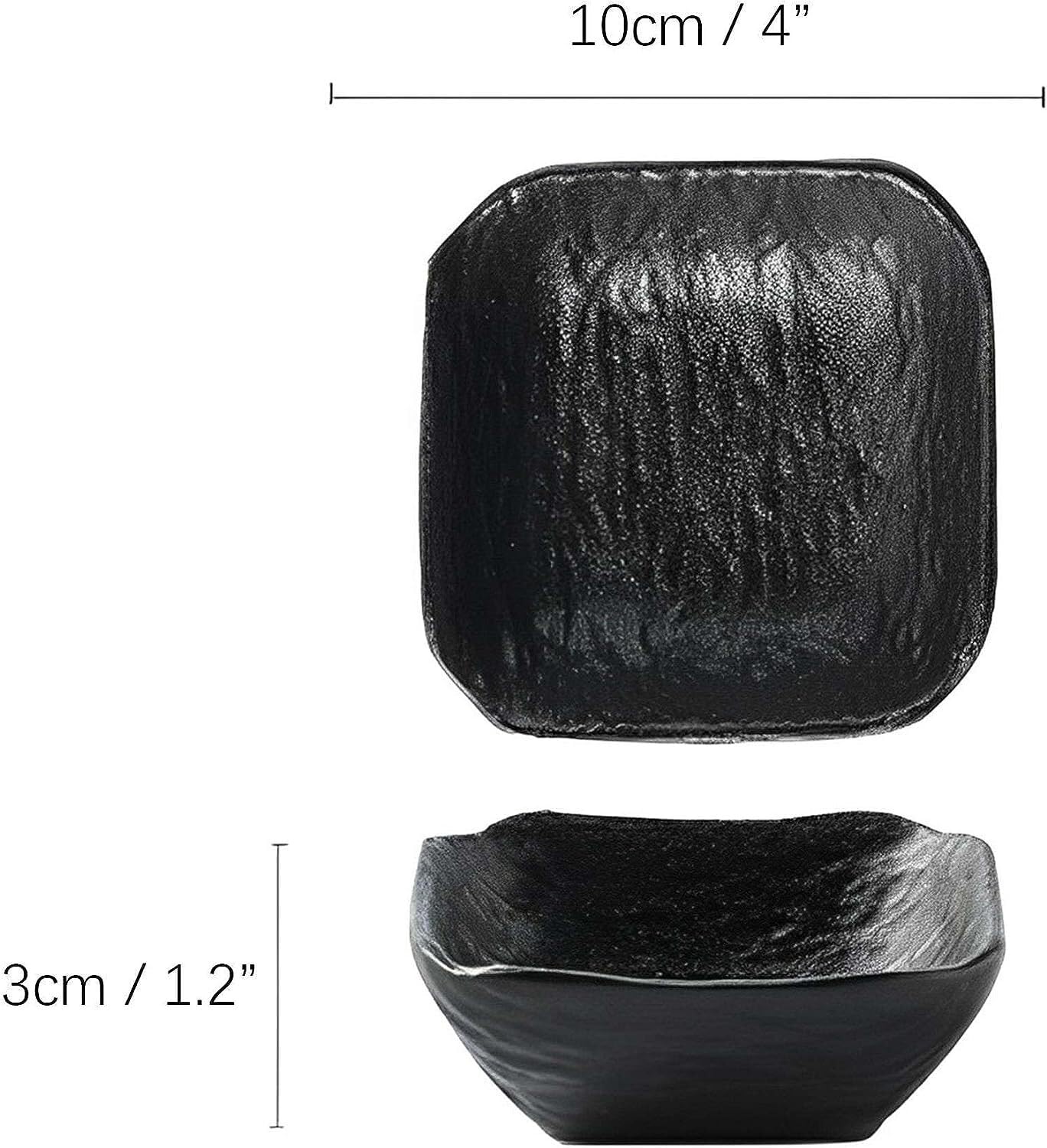Tapas-Gerichte, Dessertschalen, Sojasaucen-Geschirr-Set, Dip-Schalen aus Keramik, Soßenschalen, Tapas-Schalen, Geschirr-Set mit Blumenmuster for Dessert, Snack-Schwarz-4er-Set ( Color : Black , Size :