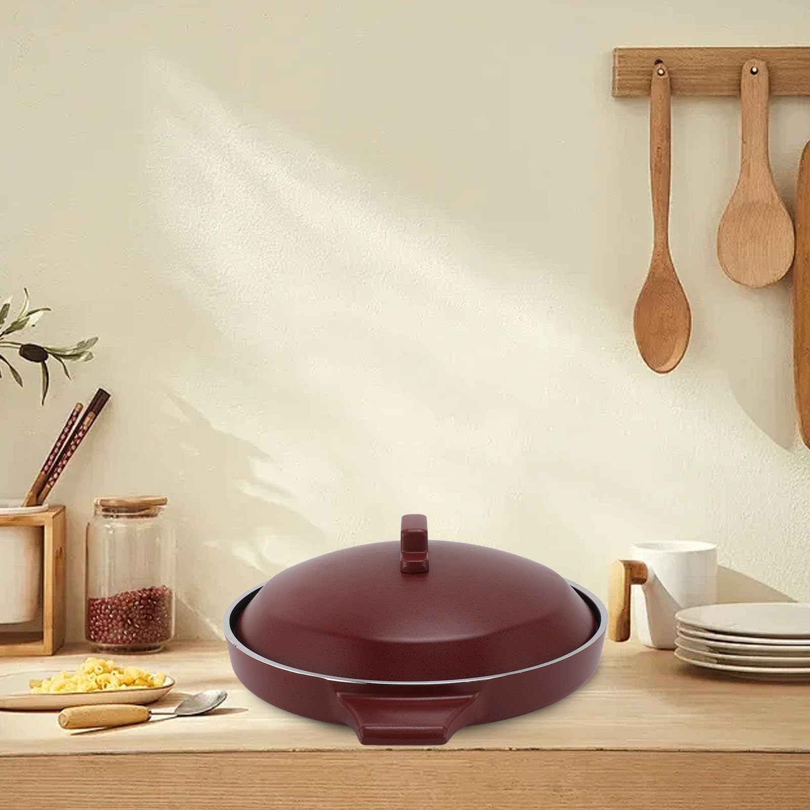 Olla de Aleación de Aluminio, Utensilios de Cocina Vintage Multifuncionales para Pescado con Asa, Antiadherente, Esencial para Cocina de bajo Consumo, para el Hogar, Comercial