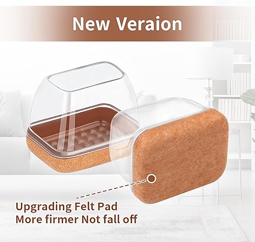Vista 124 de Ezprotekt 24 protectores cuadrados de suelo para patas de silla con fieltro, fieltro de silicona F para suelos de madera dura, tapas de patas