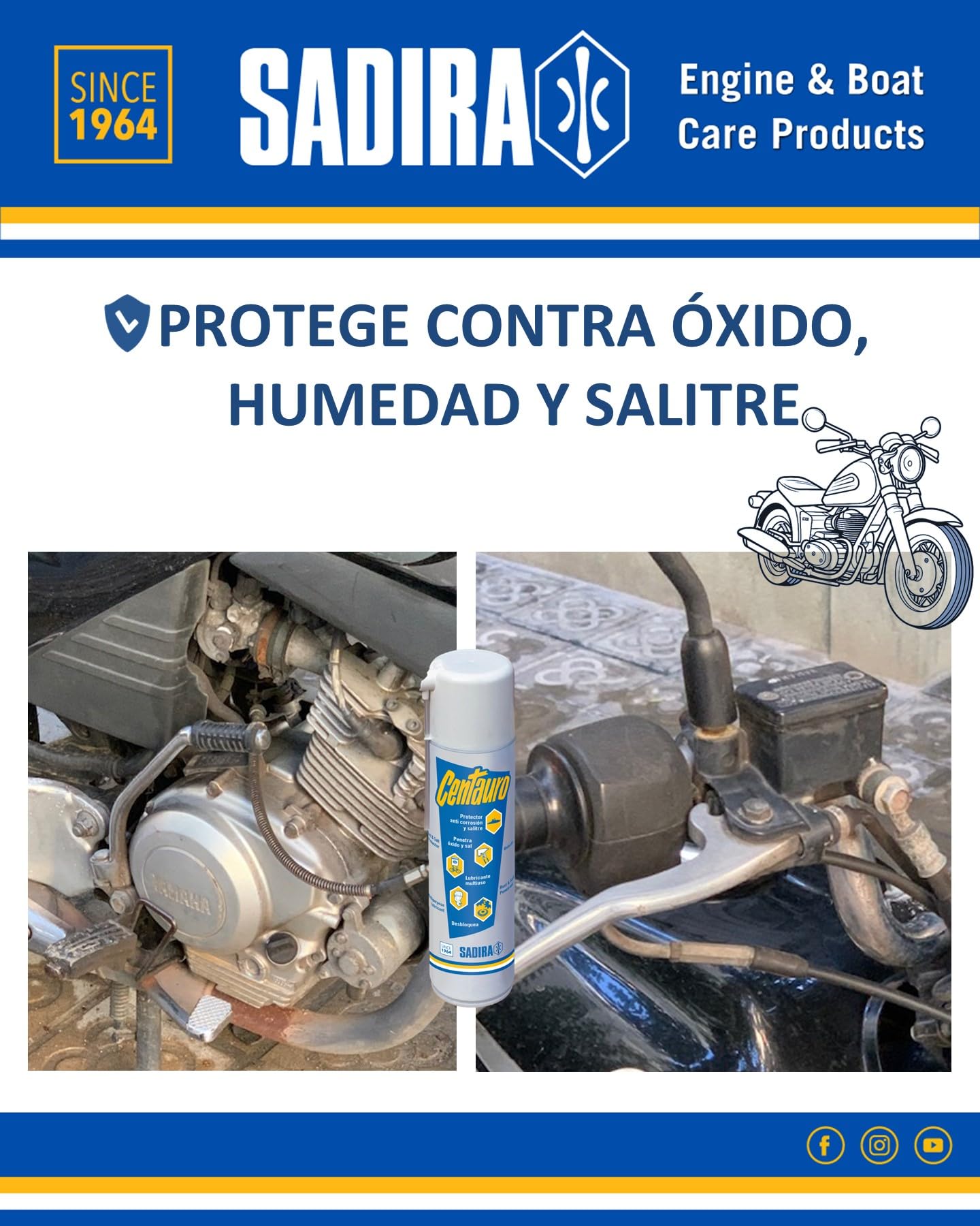Sadira | Centauro Spray 300ml Neto - 405 CC | Lubricante para Motores y Equipos Marinos | Multiusos para Barcos, Coche, Moto. Protector contra óxido y salitre