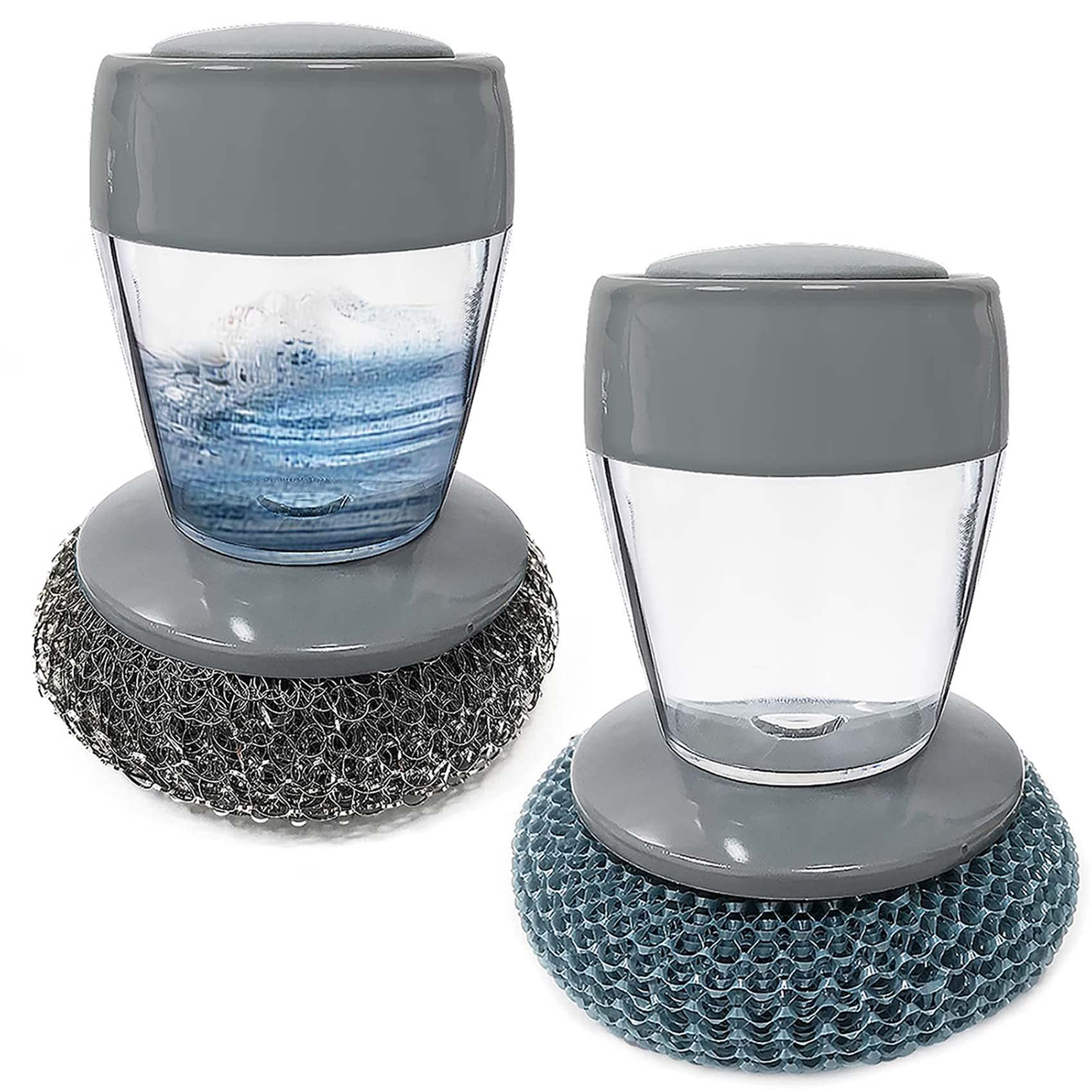 Kitchen Soap Dispensing Brush, Dishwashing Brush, Sink Washer Brush, KASTWAVE Soap Dish Brush, Holder Steel Wool Scrubbers for Pan Pot Utensil, Kitchen Cleaning Scrub Dish Brush, Smart Kitchen Tool