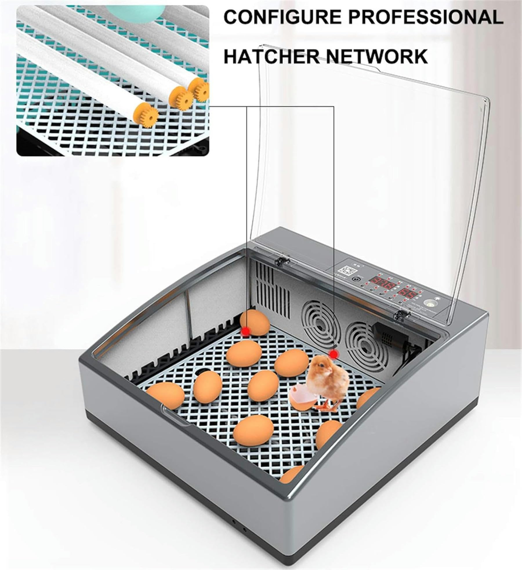 Incubadora Digital para Huevos, máquina automática para incubadora de Aves de Corral, con Control de Temperatura y rotación automática, para Huevos de Pato, Huevos de Ave, Huevos de tur