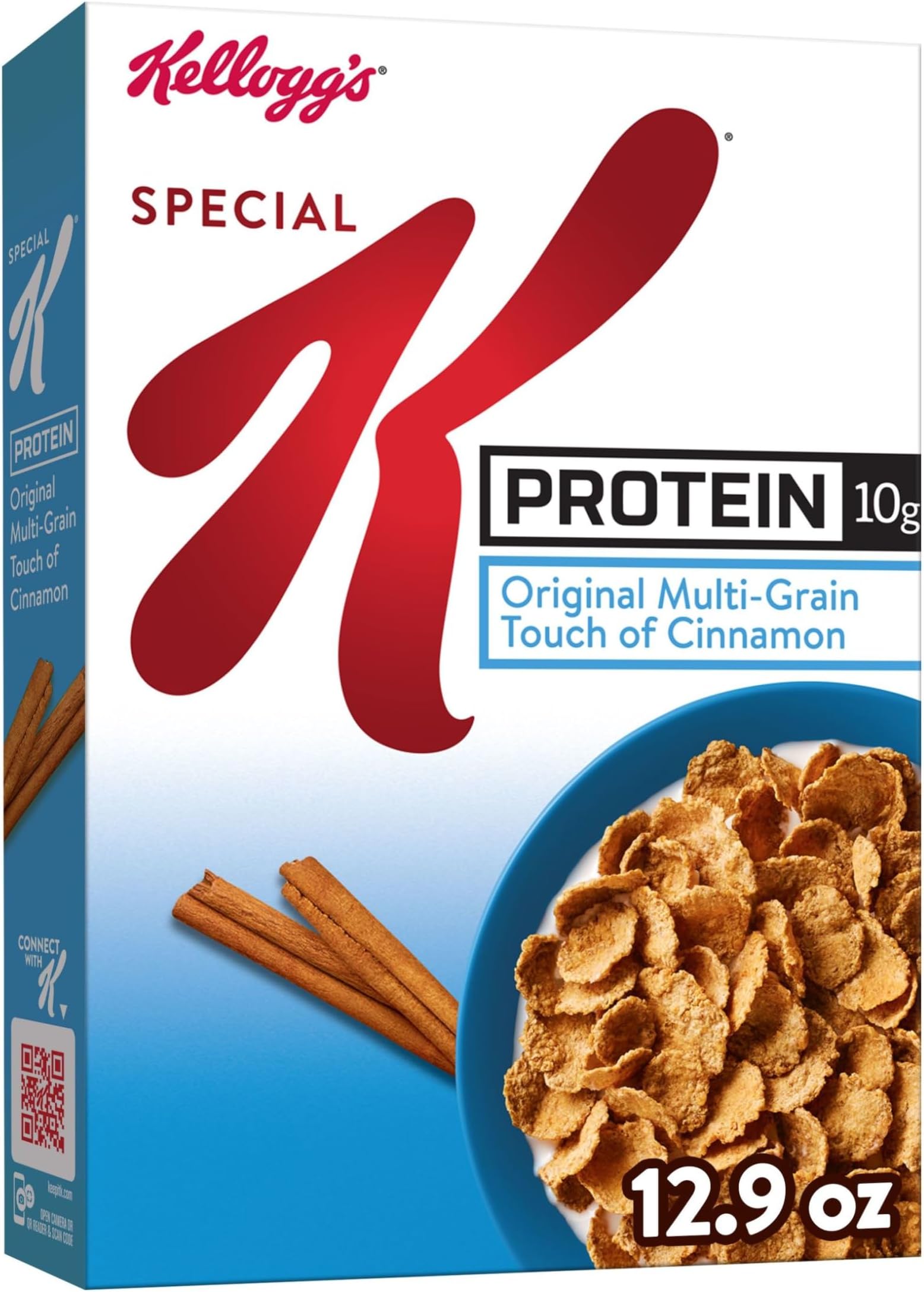 Kellogg's Special K Protein Breakfast Cereal, Protein Cereal, Family Breakfast, Original Multi-Grain Touch of Cinnamon, 12.9oz Box (1 Box)
