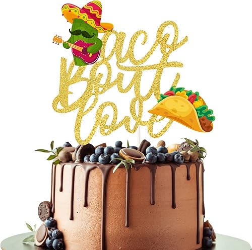 GWING Taco Bout Love Cake Topper, letrero – Decoración de fiesta temática de despedida de soltera mexicana – Selecciones de despedida de soltera –