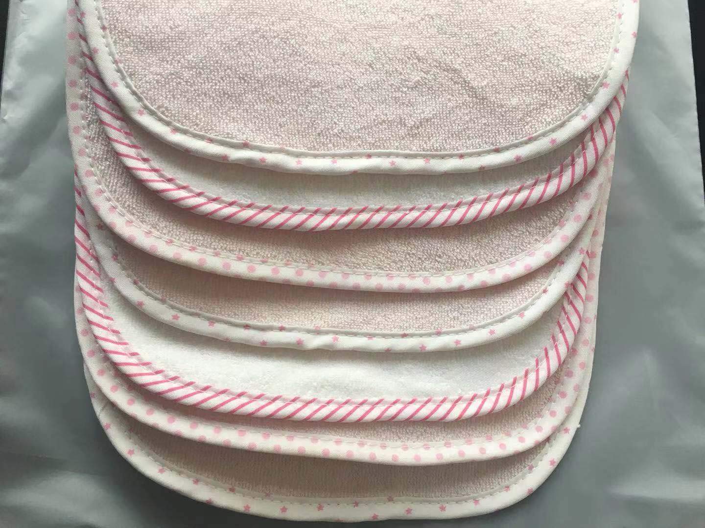 Little lucky baby Set di 7 bavaglini morbidi a doppio strato, 100% cotone, assorbenti (pink)