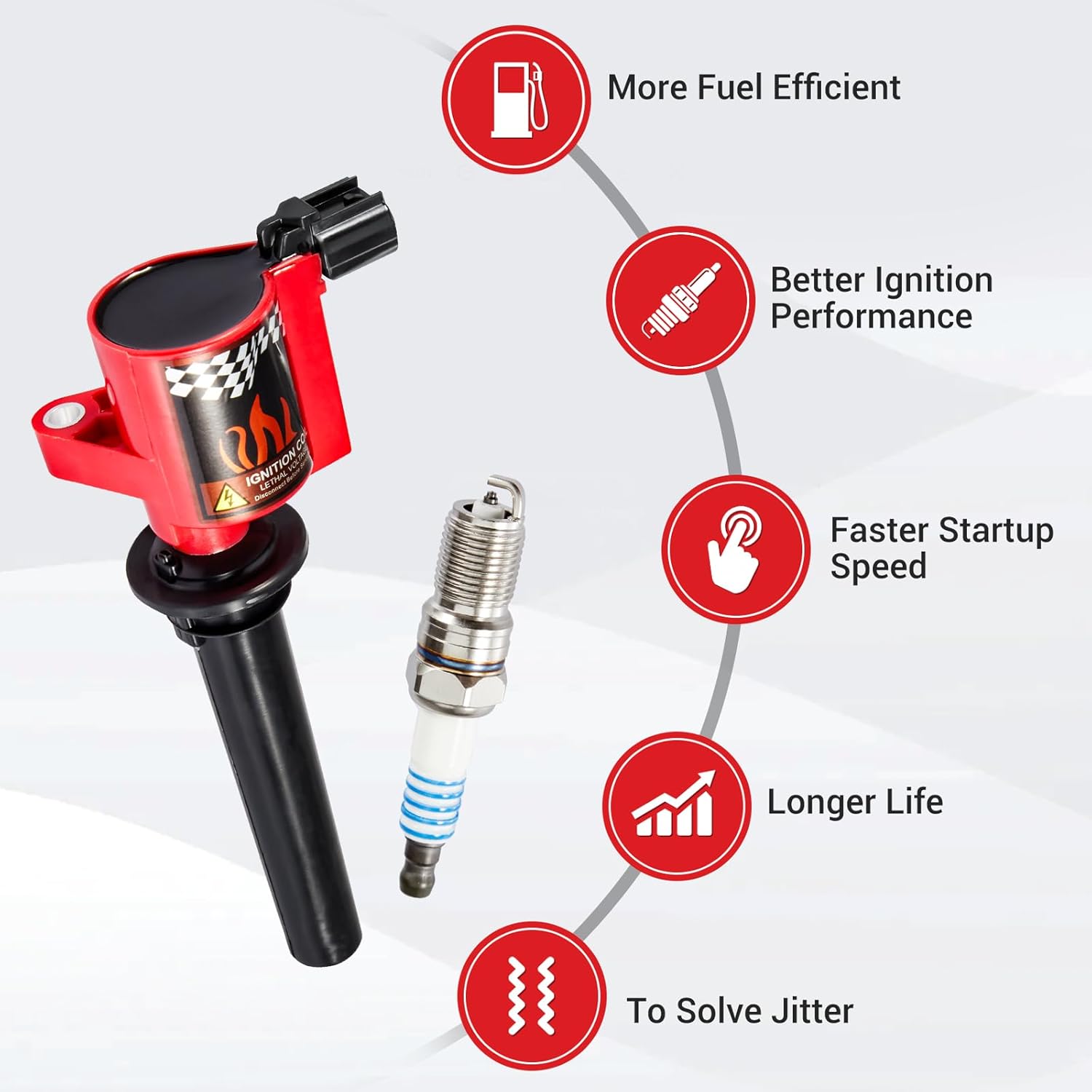 CarBole 6 Ignition Coil Packs DG500 FD502 and Spark Plugs SP493, Replacement for Ford Escape Freestyles Taurus, Mercury Mariner Montego Sable, OE# UF406 DG513 FD495 C1458 C1387