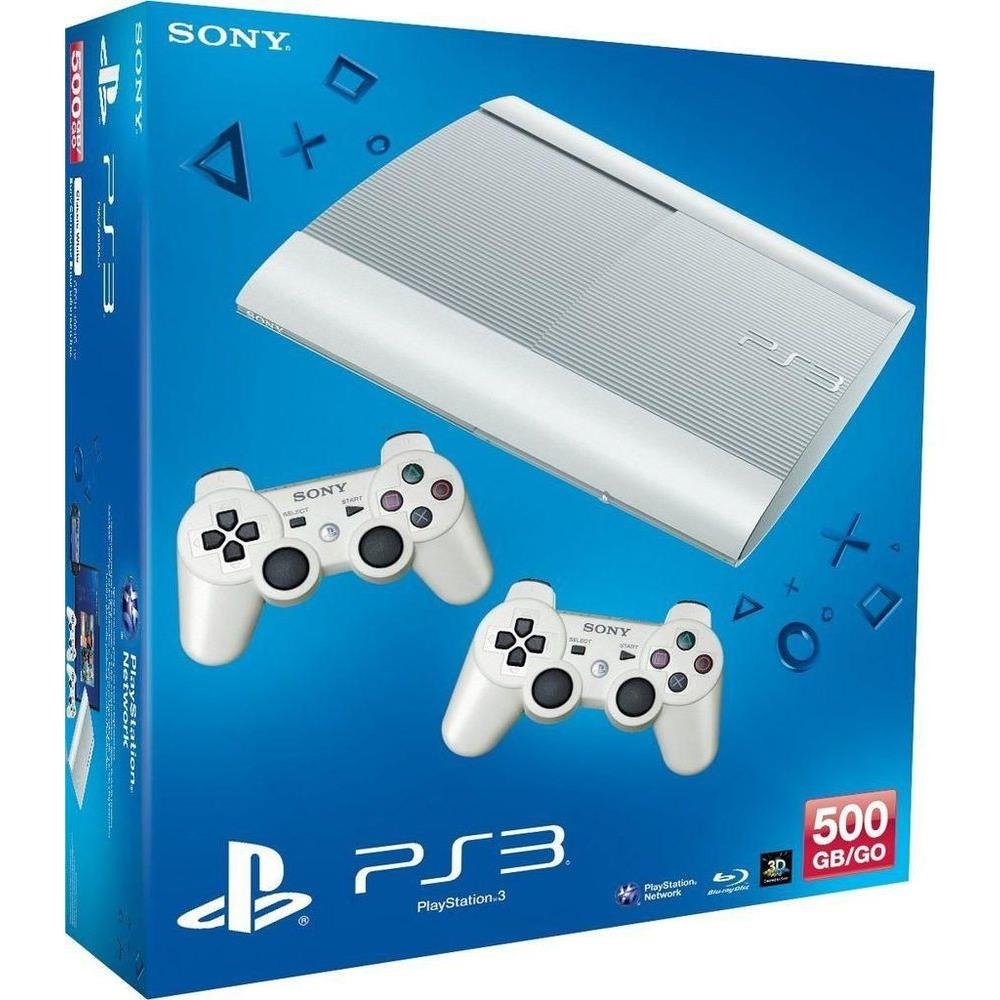 PlayStation 3 - Console 500 GB Super Slim con 2 DualShock 3, White