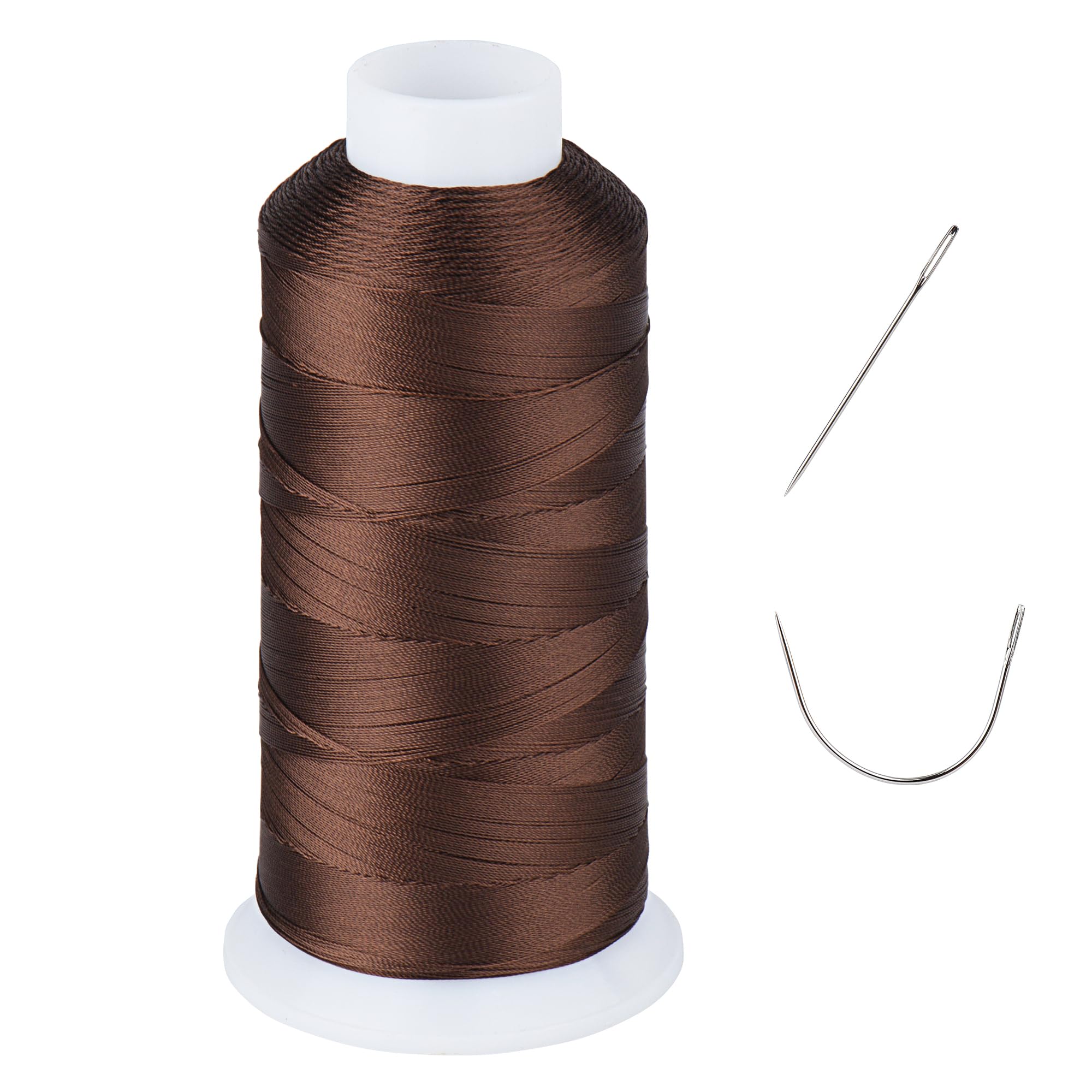UV Resistant - Heavy Duty Outdoor Thread for Hand or Machine Sewing - Simthread 100% Polyester Bonded Thread Tex 69 (12 Watt) - 1500 Yards NP-D.Brown