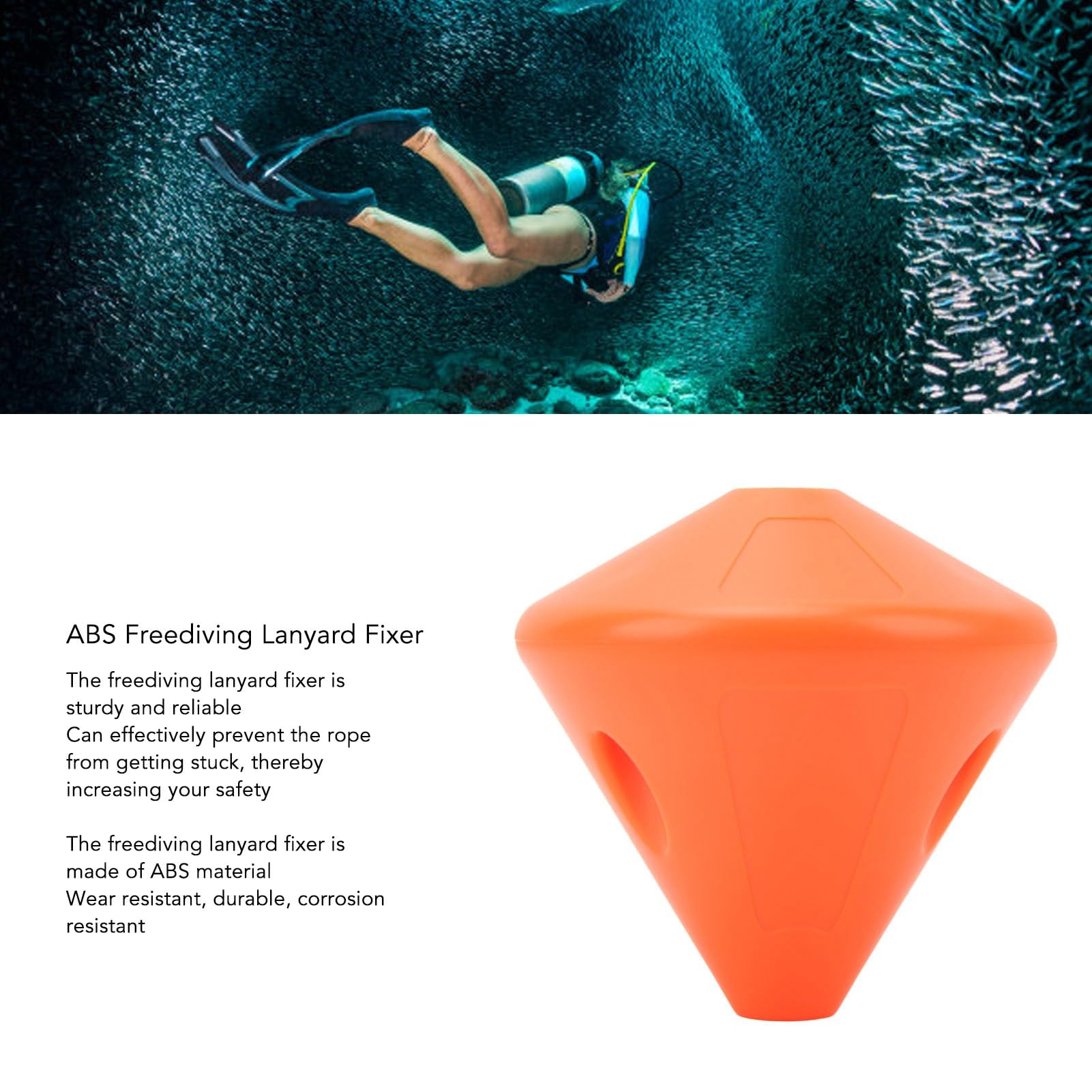 Diving Lanyard Fixer, ABS Wear Proof Safety Rope Plug Diving Rope Safety Plug Swimming Diving Accessories Diving Leash Fixer for Diving (Orange)